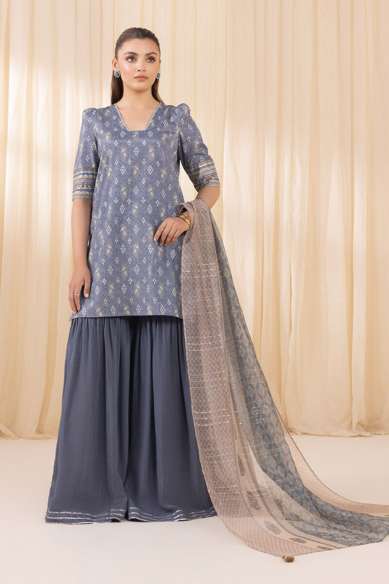 3 Piece - Printed Silk Suit