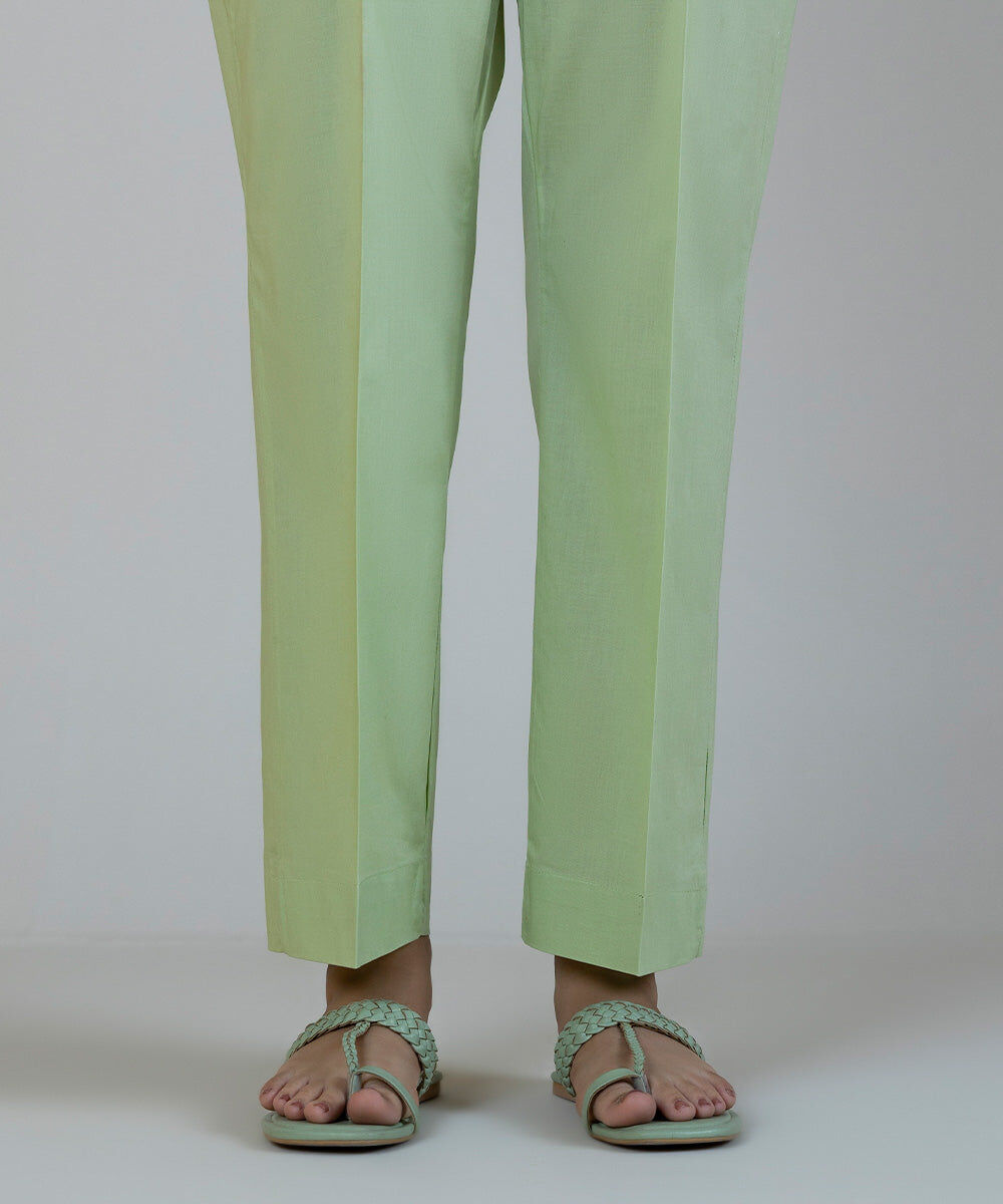 Women's Pret Cambric Green Dyed Straight Pants