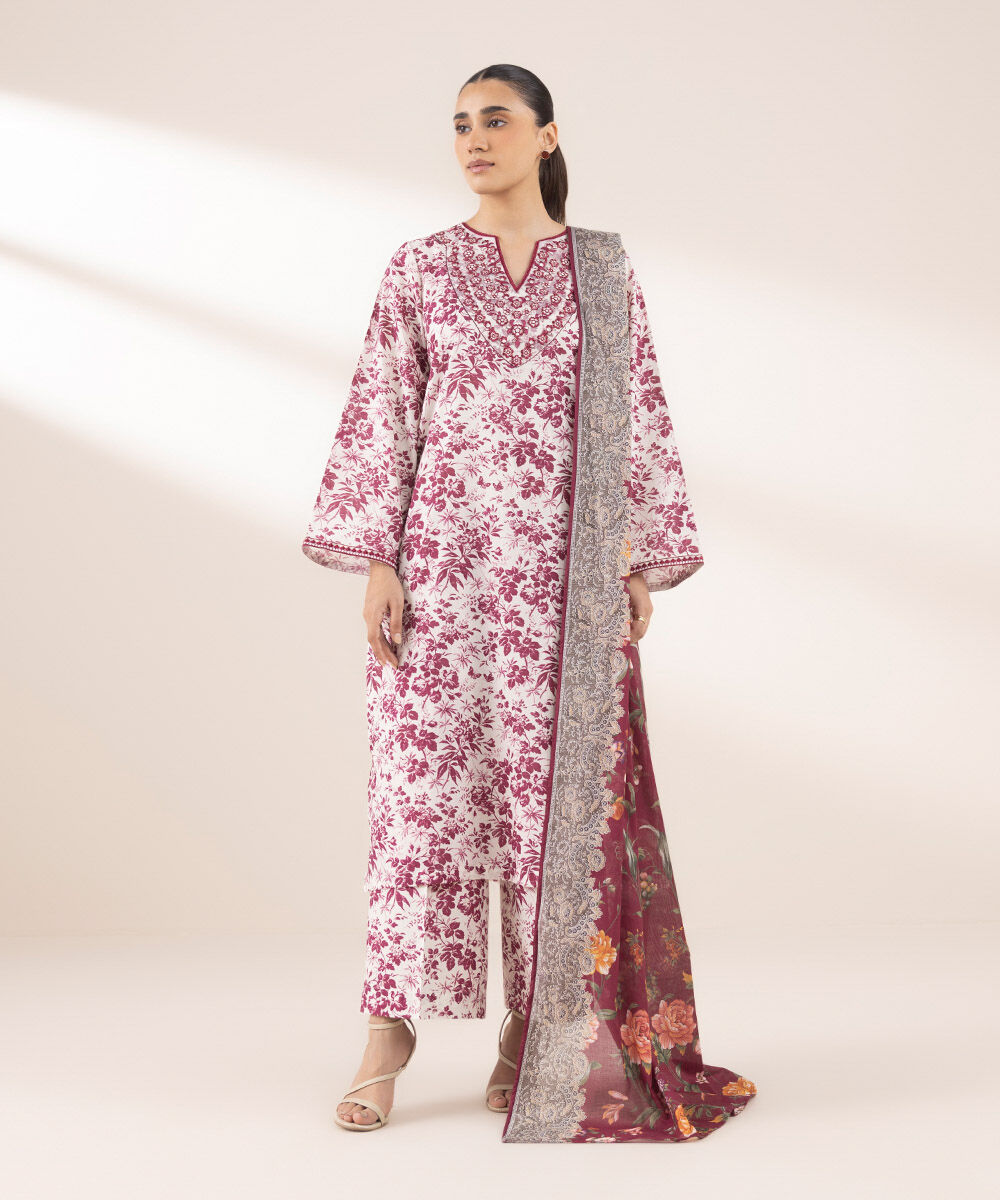 Fine Voile Red Printed Dupatta