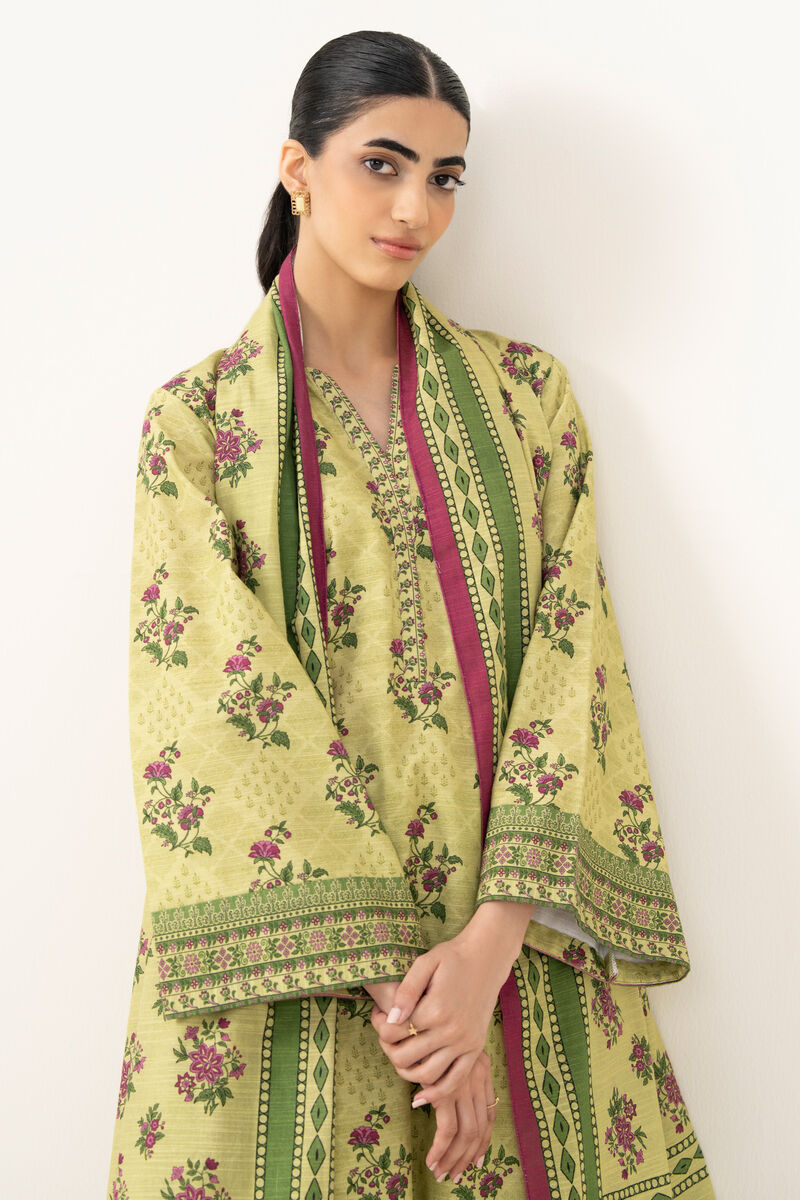 3 Piece - Printed Khaddar Suit