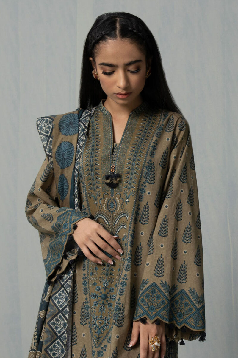 3 Piece - Printed Cotton Suit