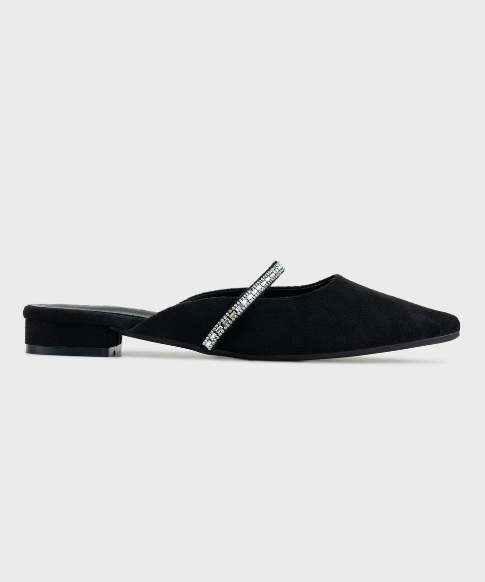 Women's Black Embellished Mules