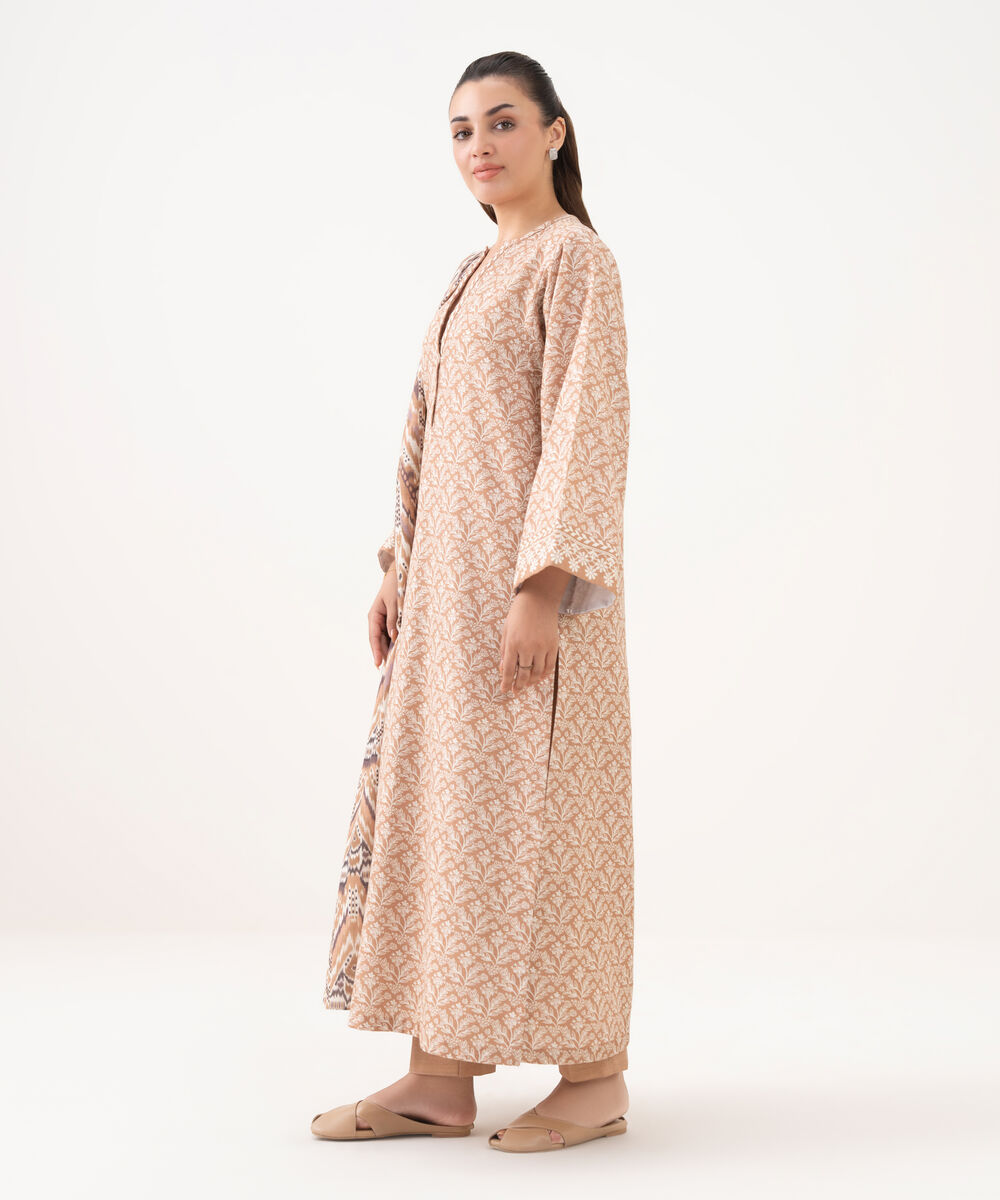 Women's Unstitched Cotton Printed Yellow 3 Piece Suit