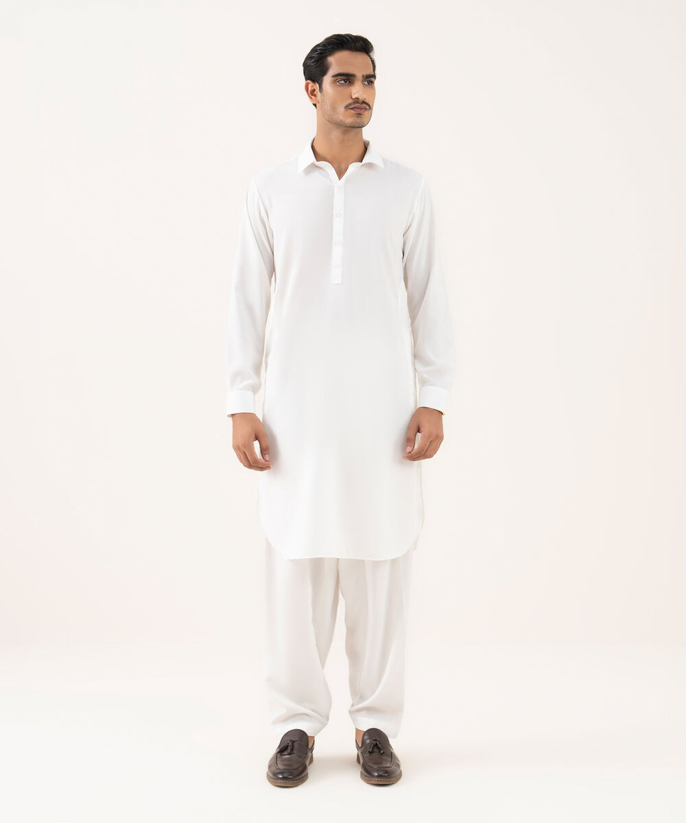 Men's Falak Plain Off-White Kurta Shalwar