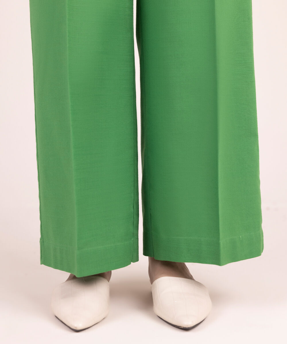 Women's RTW Khaddar Solid Green Culottes