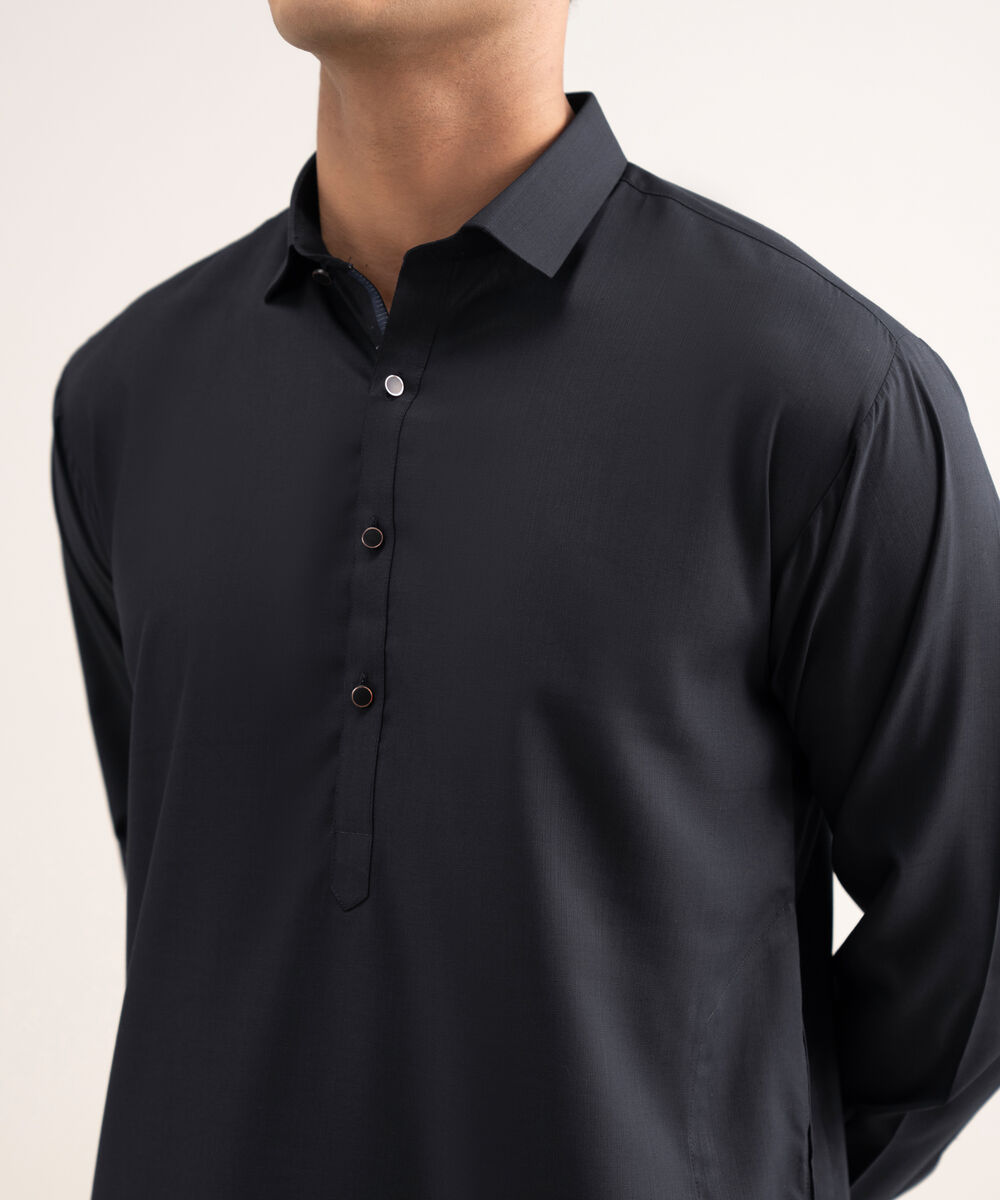 Men'S Stitched Indigo Premium Wash And  Wear Suit