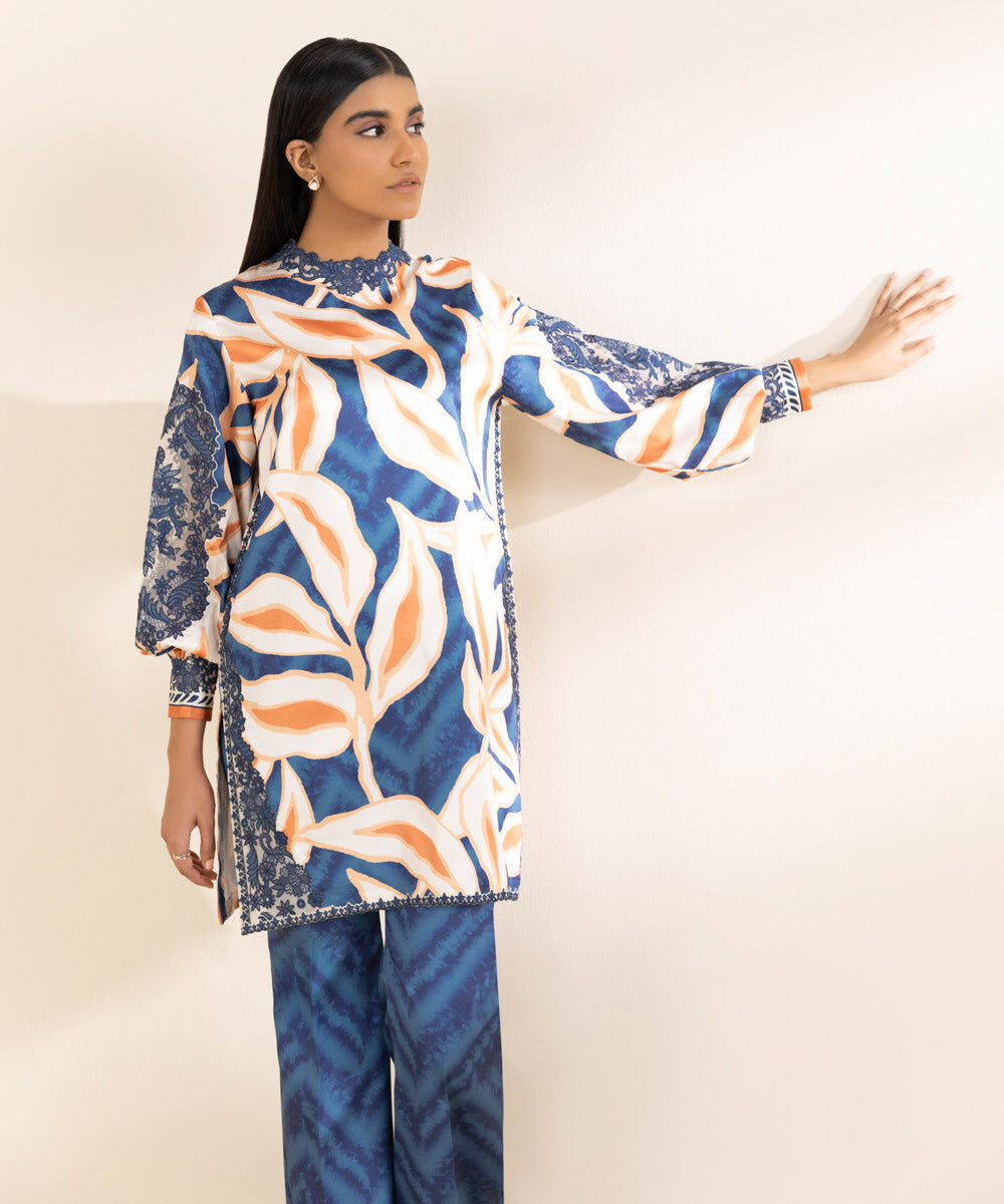 Woman - Multi 2 Piece - Embroidered Satin Suit