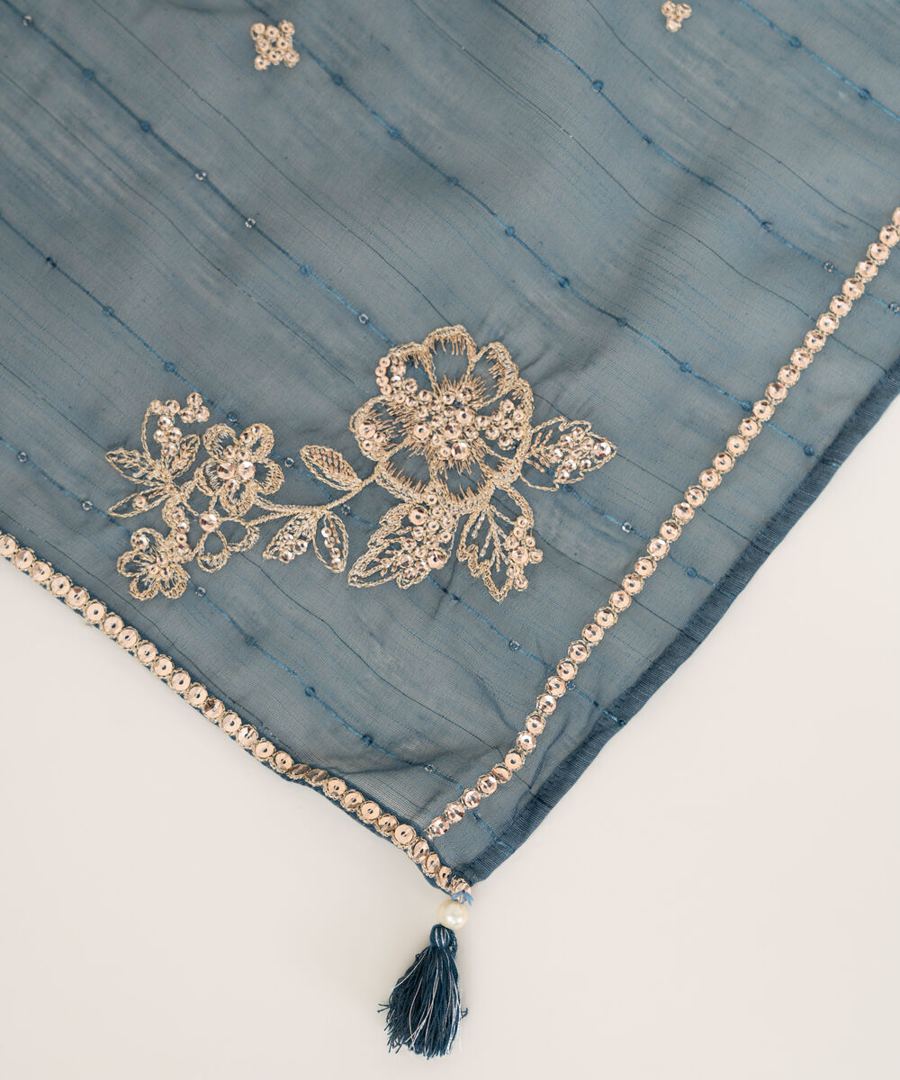 Embroidered Manaar Blue Dupatta