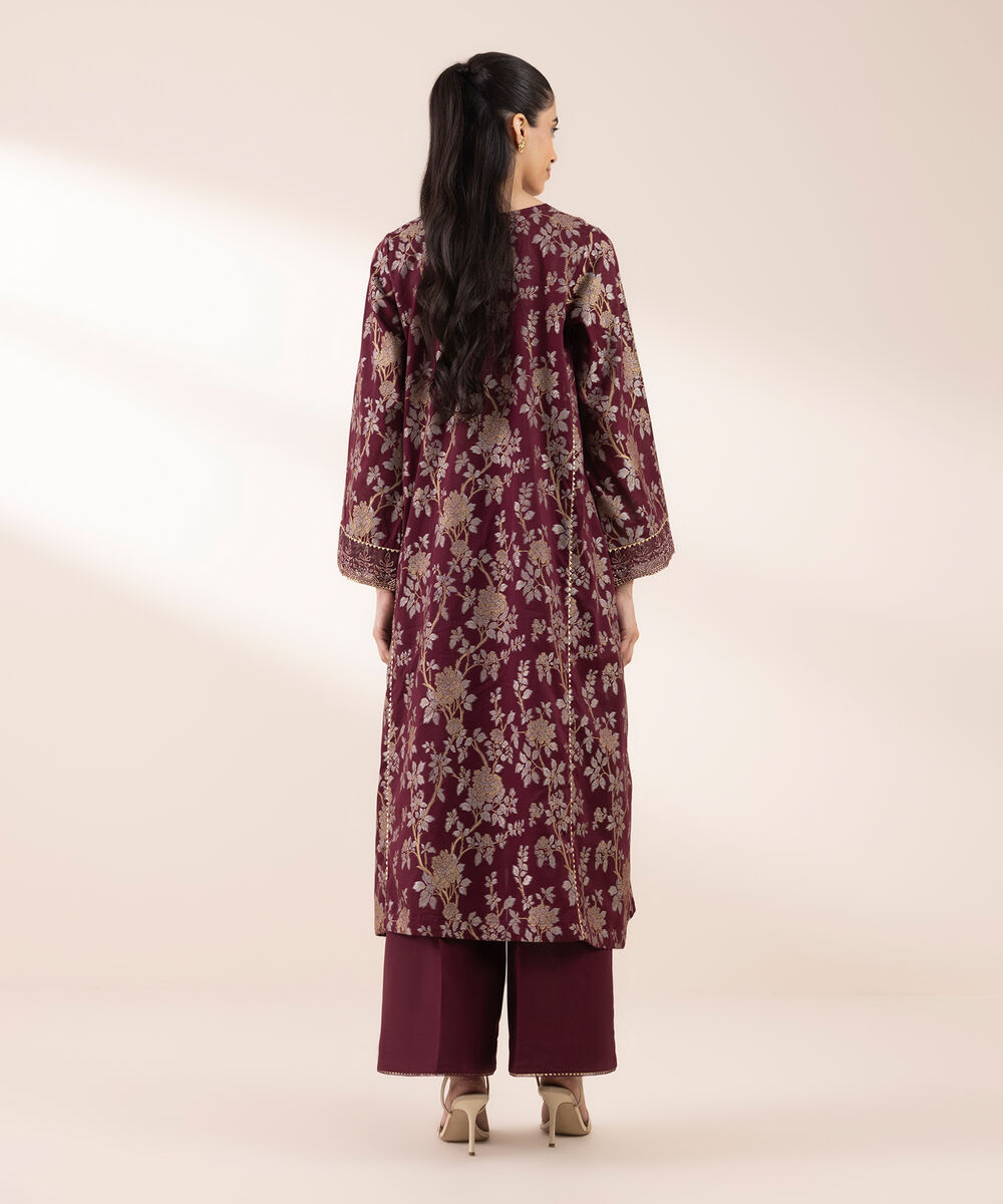 Women's RTW Extra Weft Jacquard Red Embroidered A-Line Shirt