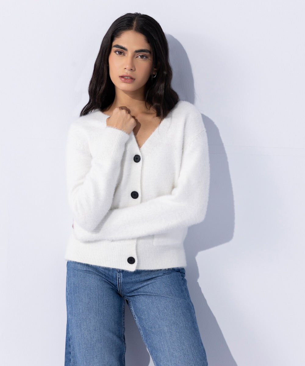 Soft Touch Knit Cardigan Woman - White Soft Touch Knit Cardigan
