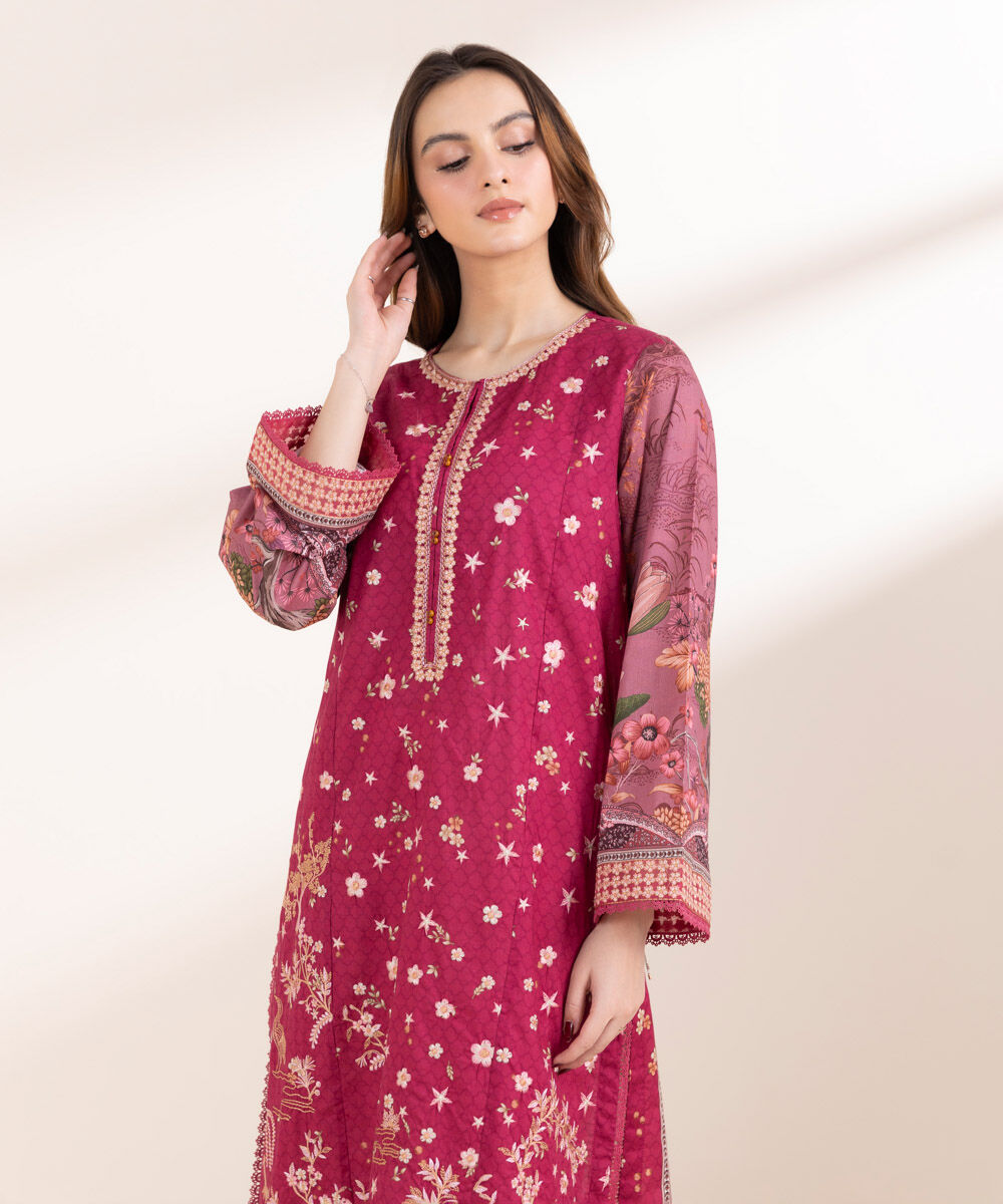 Women's Pret Lawn Pink Embroidered A-Line Shirt