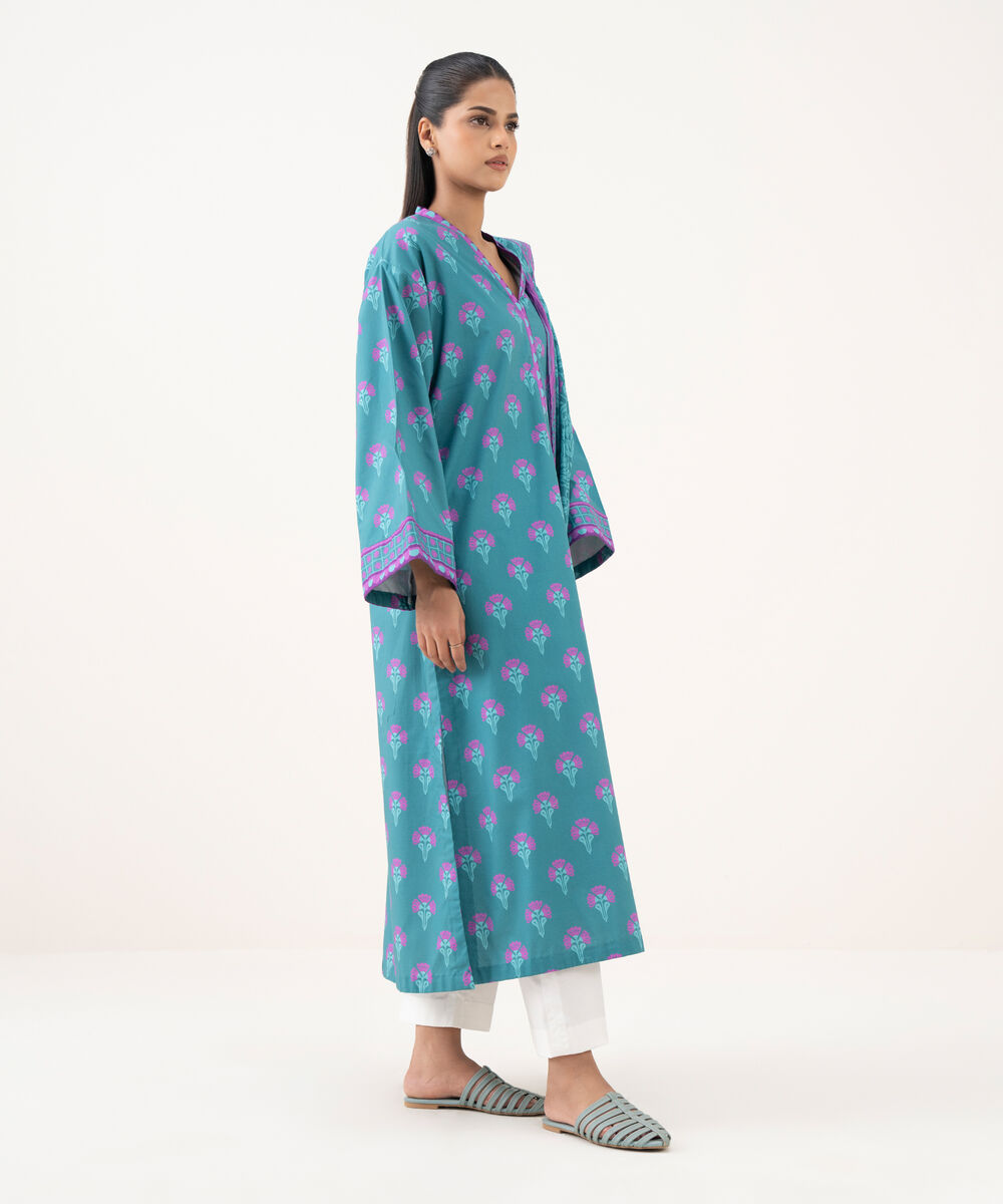 Women's Unstitched Cotton Printed Multi Two Piece Suit