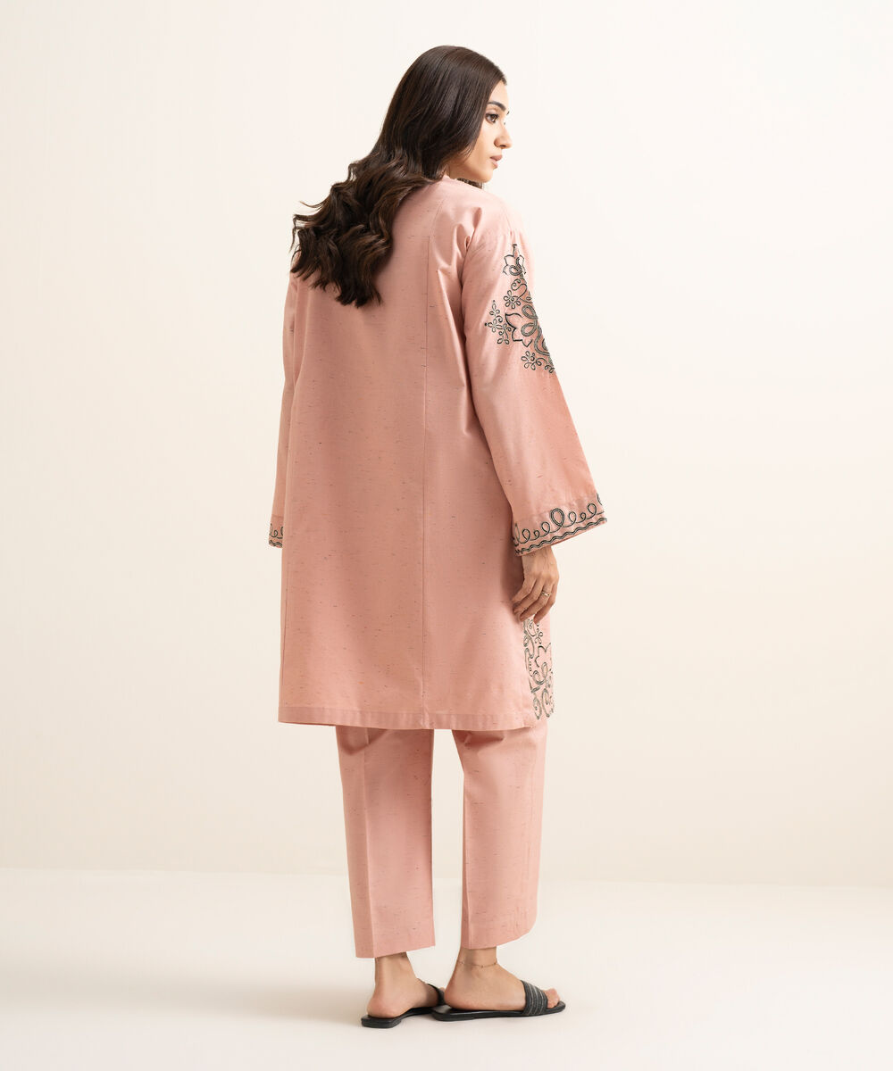 Women's RTW Multi Neps Embroidered Pink Boxy Shirt