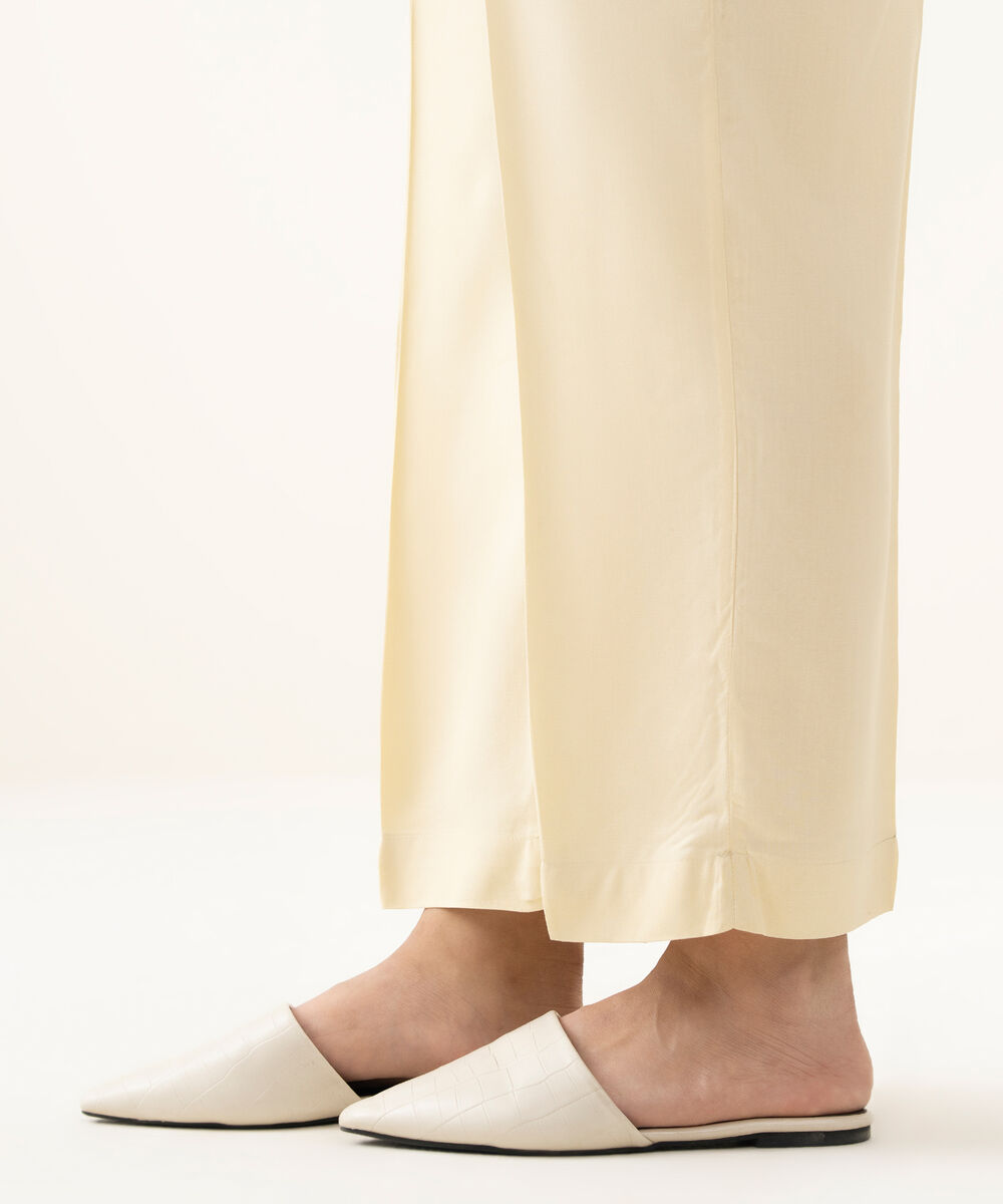 Women's RTW Linen Cream Dyed Straight Pants
