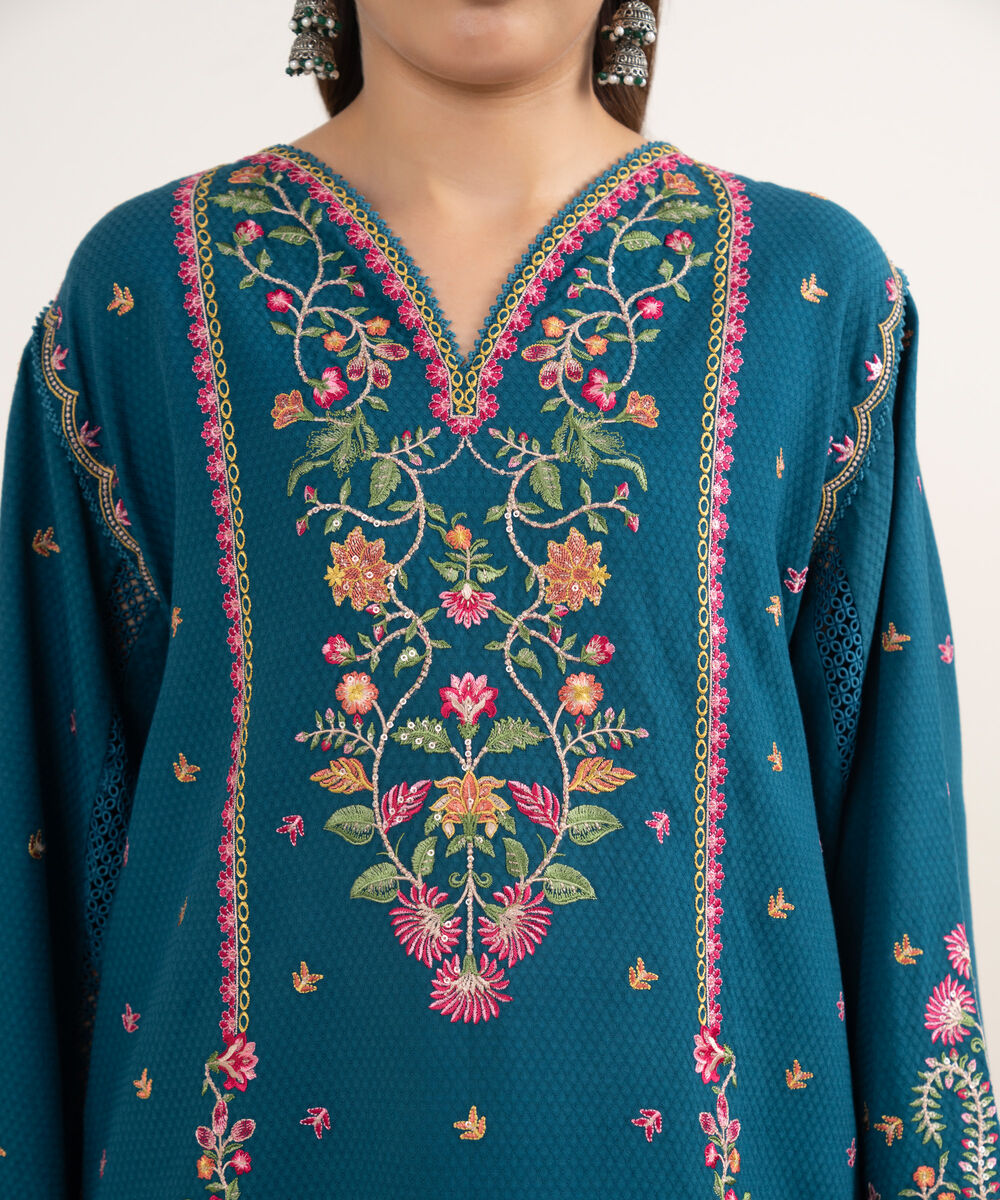 Women's Unstitched Dobby Dyed Three Piece Suit