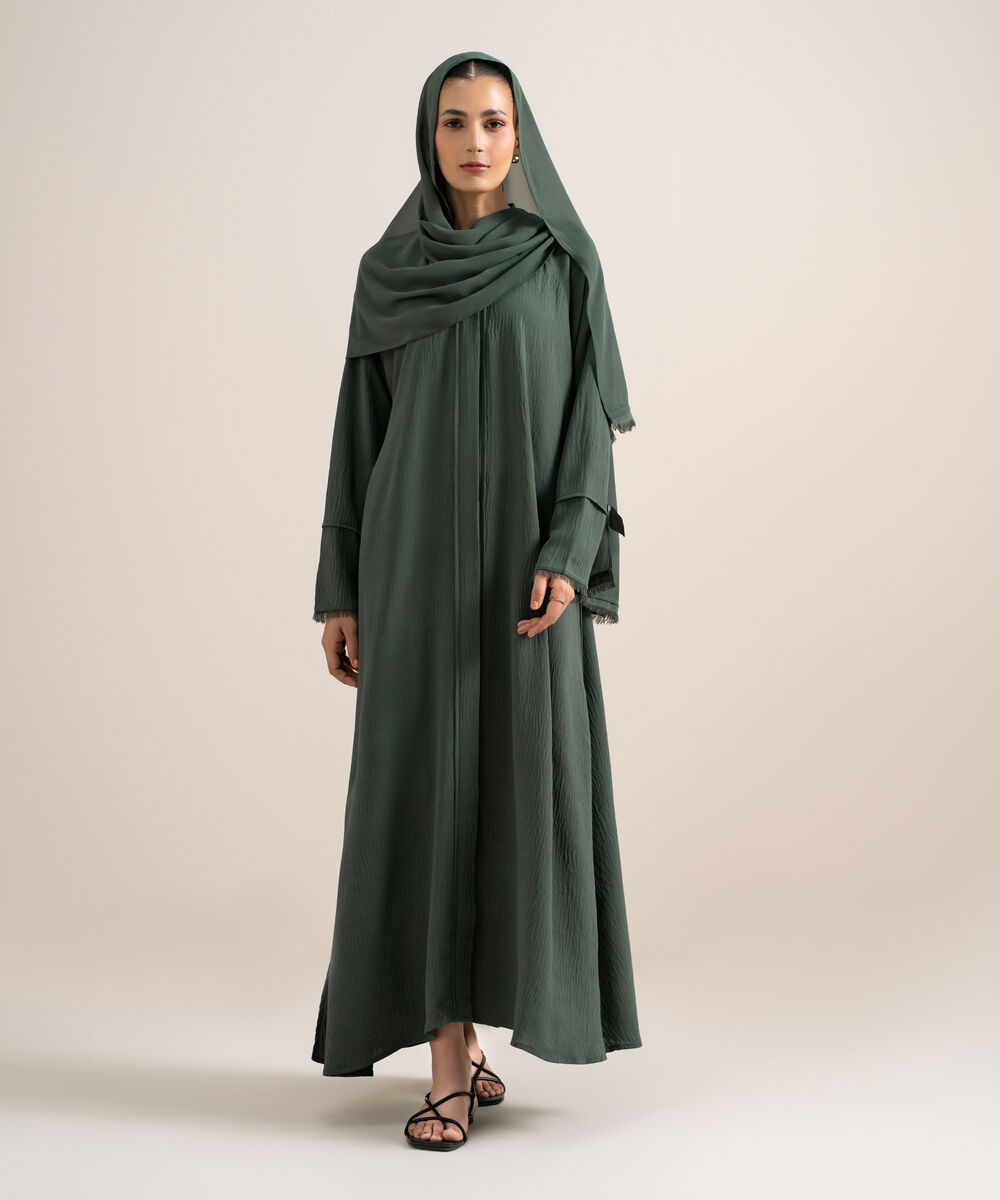 Women's Green Raglan Abaya Set