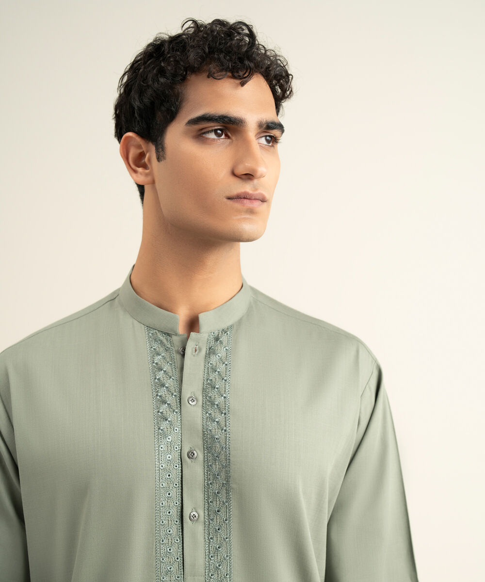 Men's jade Cotton Slub Kurta