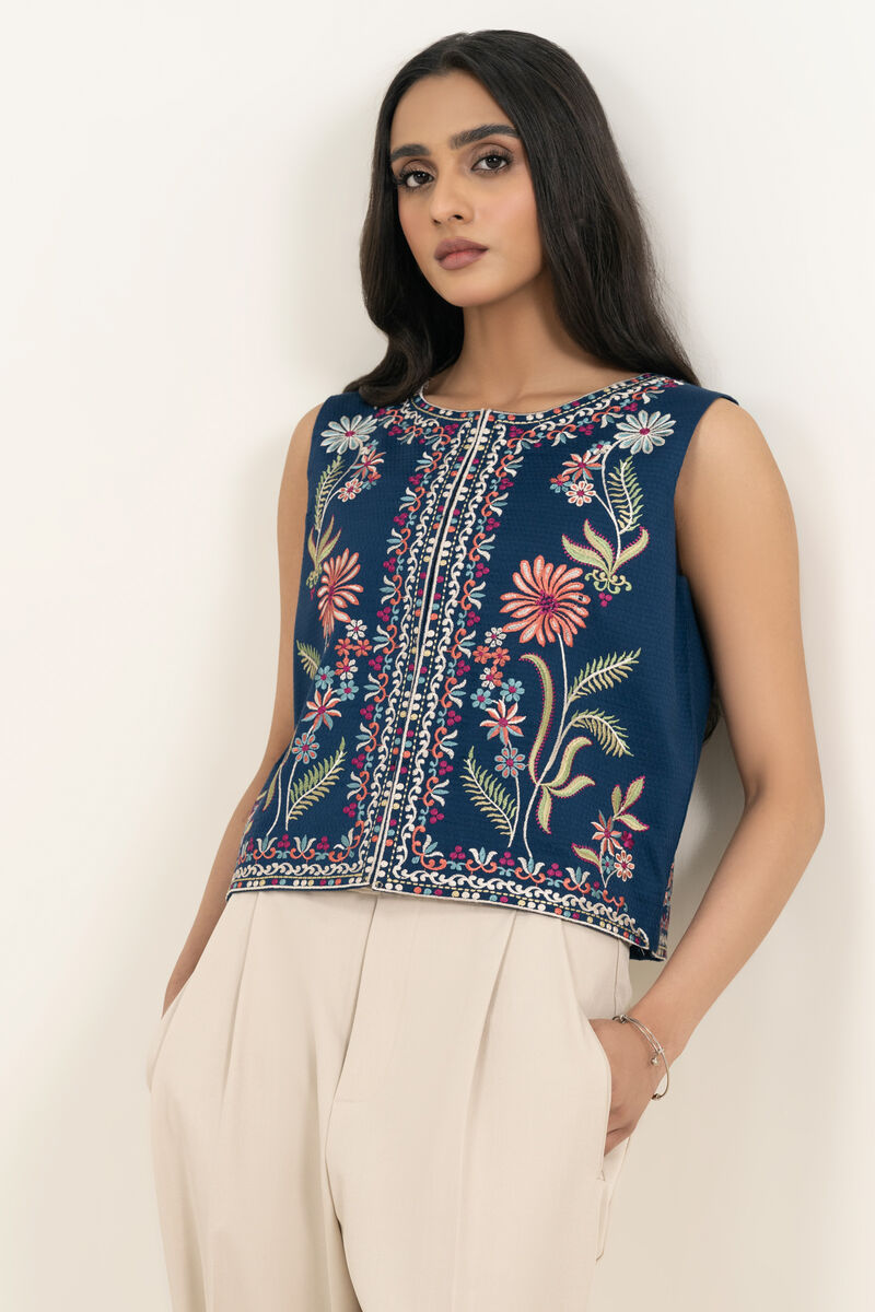 Embroidered Dobby Waistcoat