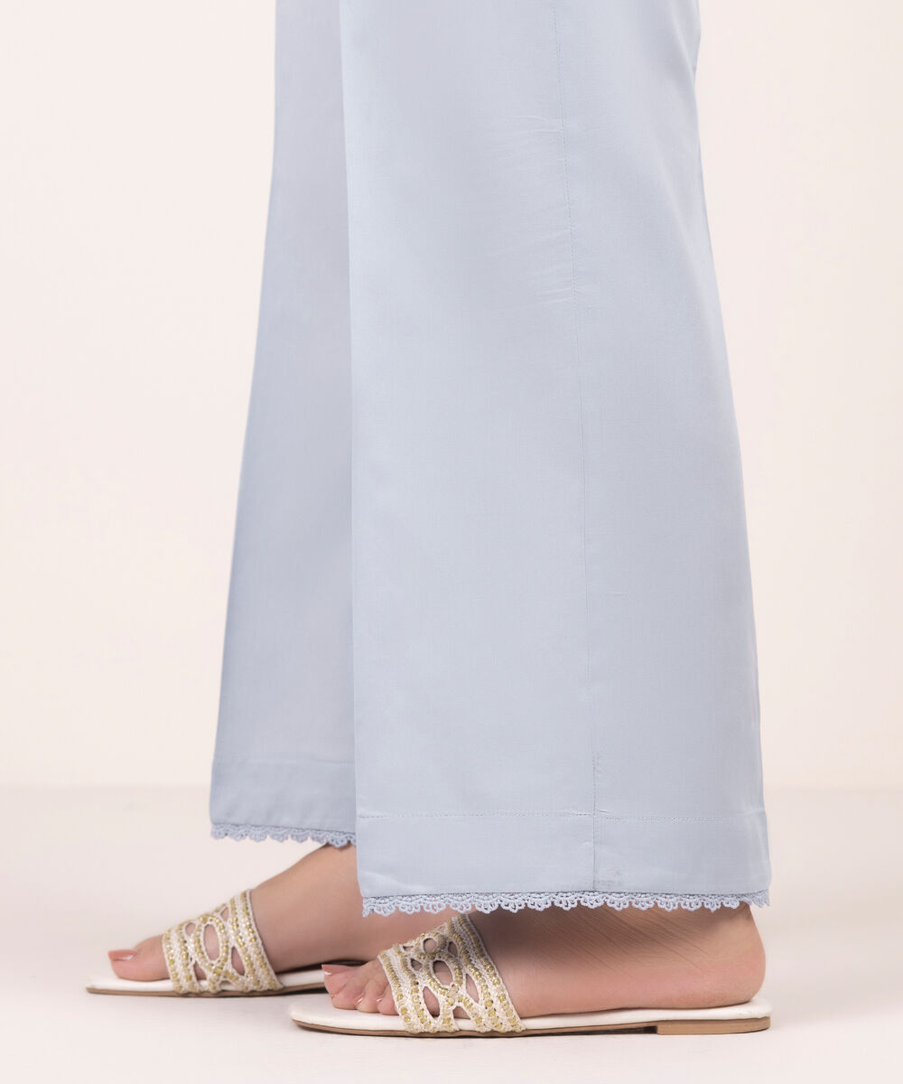 Women's RTW Cambric Solid Purple Straight Pants