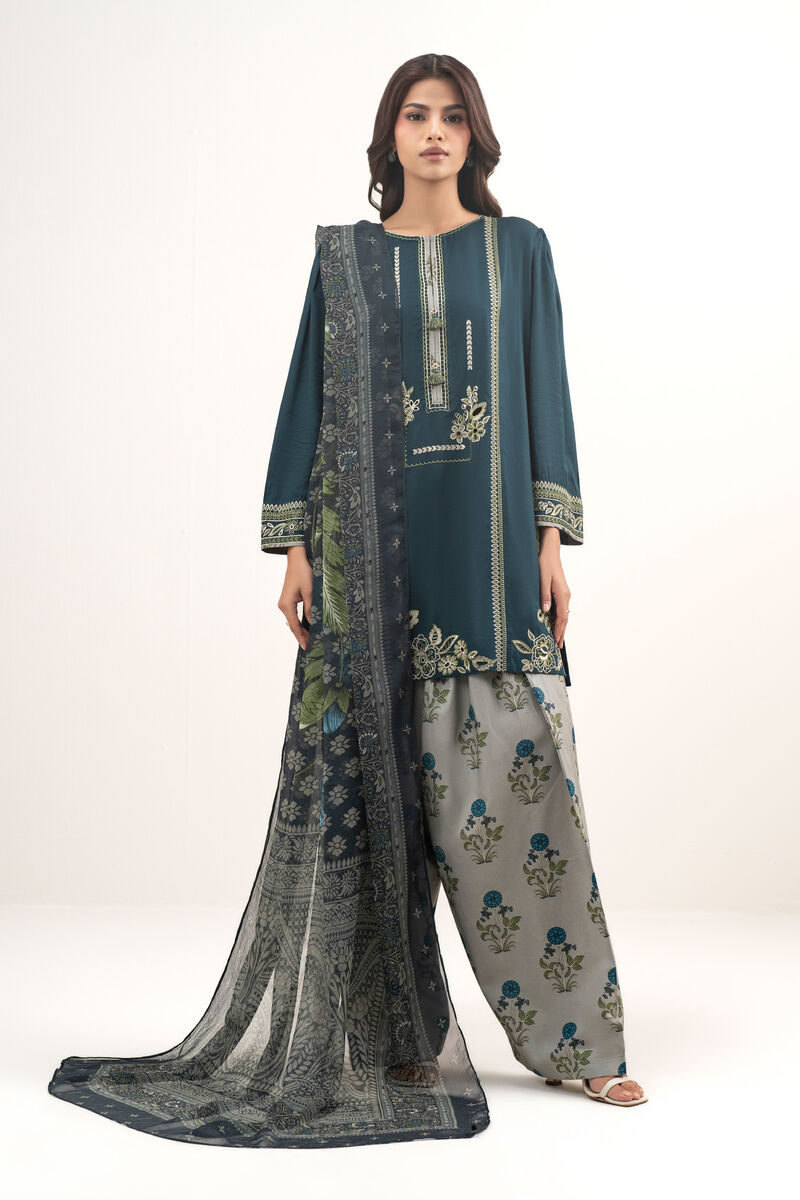 3 Piece - Embroidered Dobby Suit