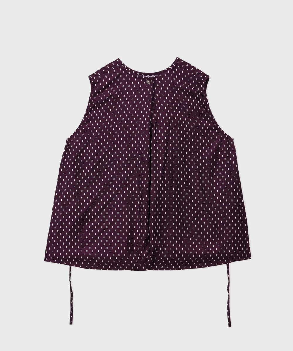 Women's Western Merlot And White Polka Dots Sleeveless Top