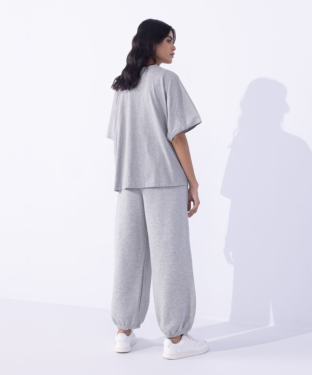 Woman - Grey Oversized Kimono T-Shirt