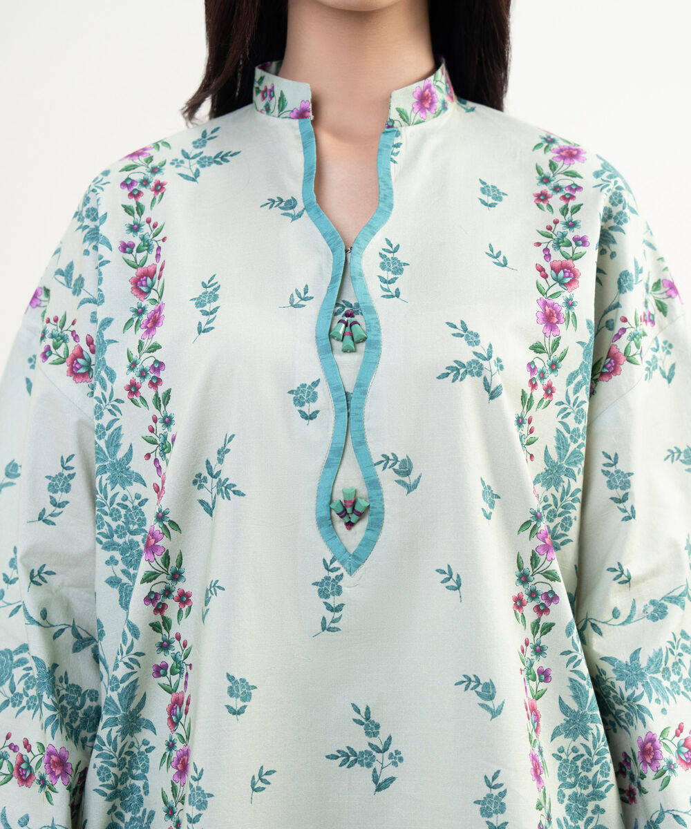 Women's Unstitched Lawn Embroidered Green 3 Piece Suit