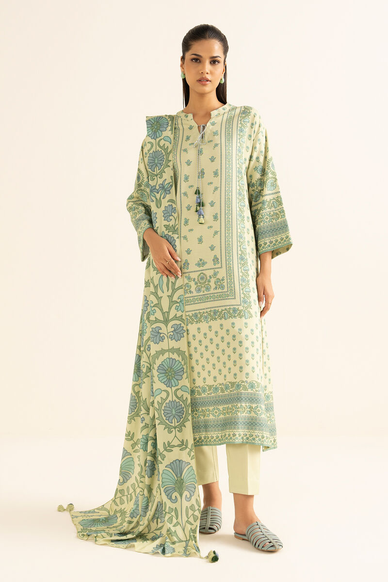 3 Piece - Printed Linen Suit