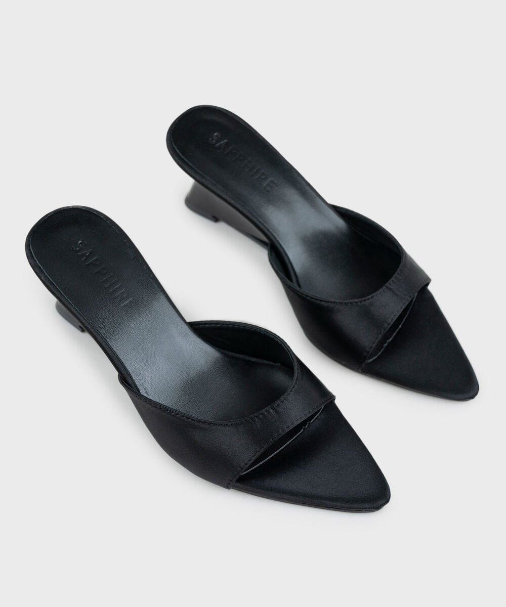 Women's Black Pointed Toe Wedge Heel