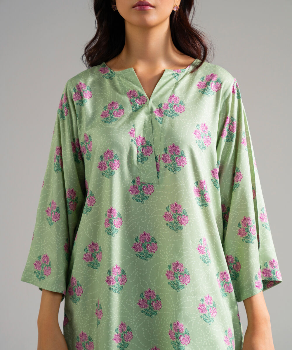 Women's RTW Arabic Lawn Printed Green 3 Piece Suit