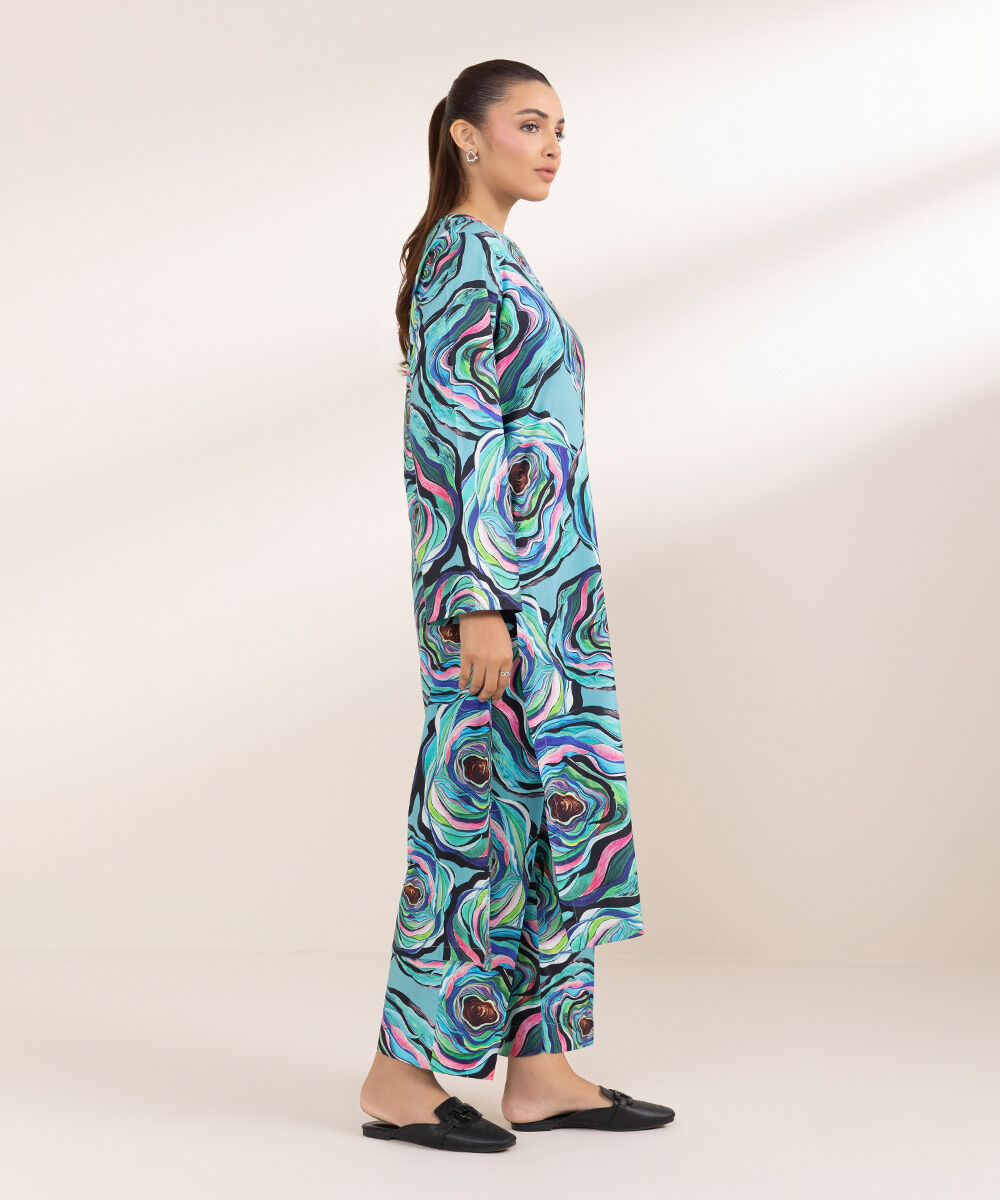 Women's Pret Cotton Viscose Printed Multi A-Line Shirt