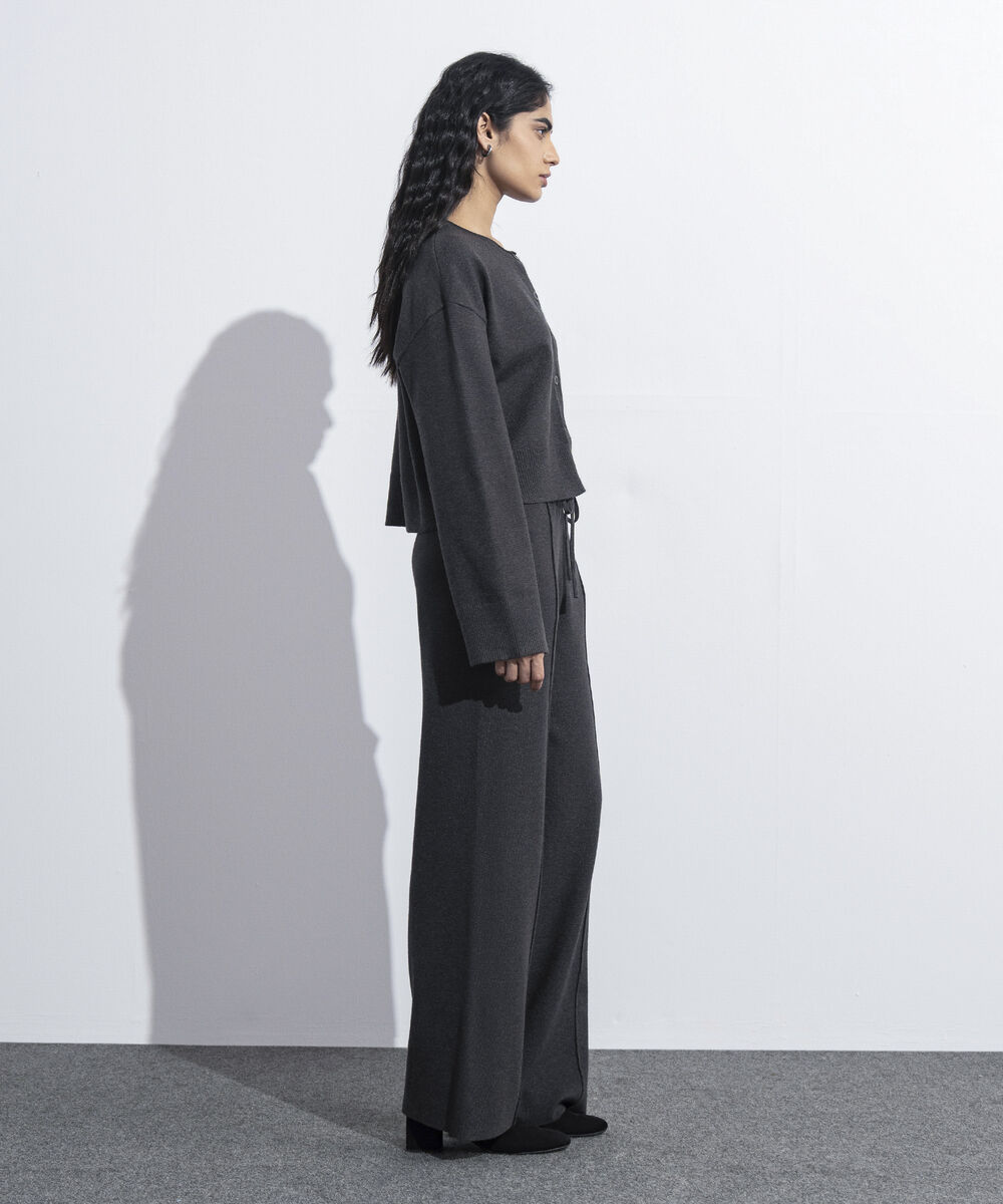 Women's Western Wear Grey  Cropped Knit Cardigan