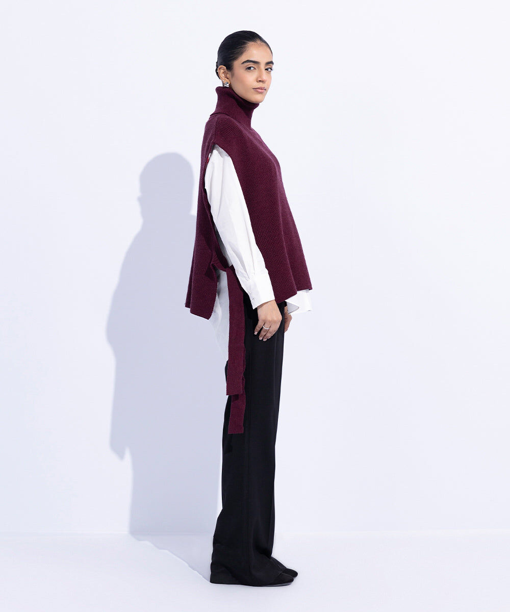 Woman - Red Turtle Neck Sweater Vest