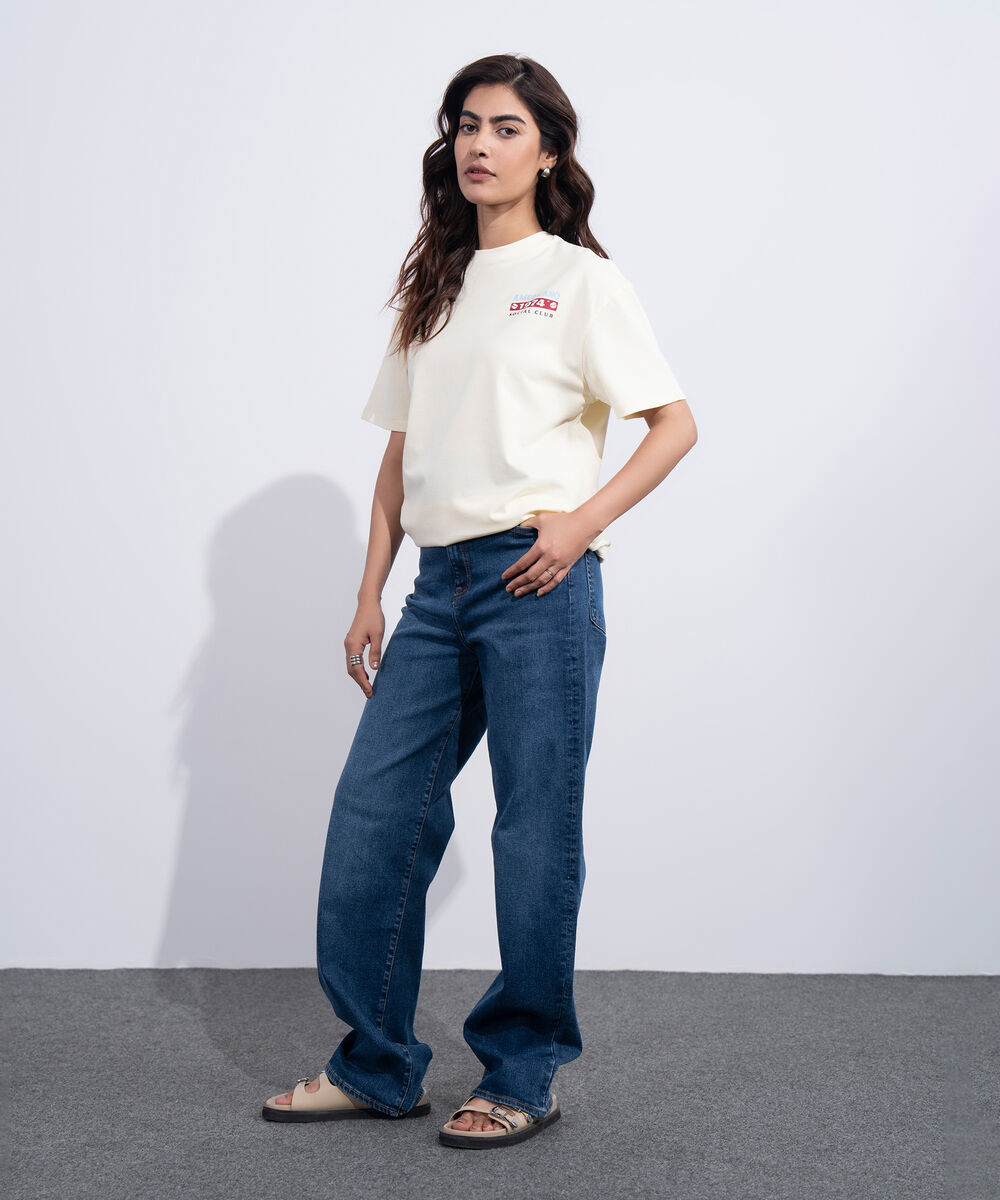 Women's Western Butter Yellow Relaxed Fit Graphic T-Shirt