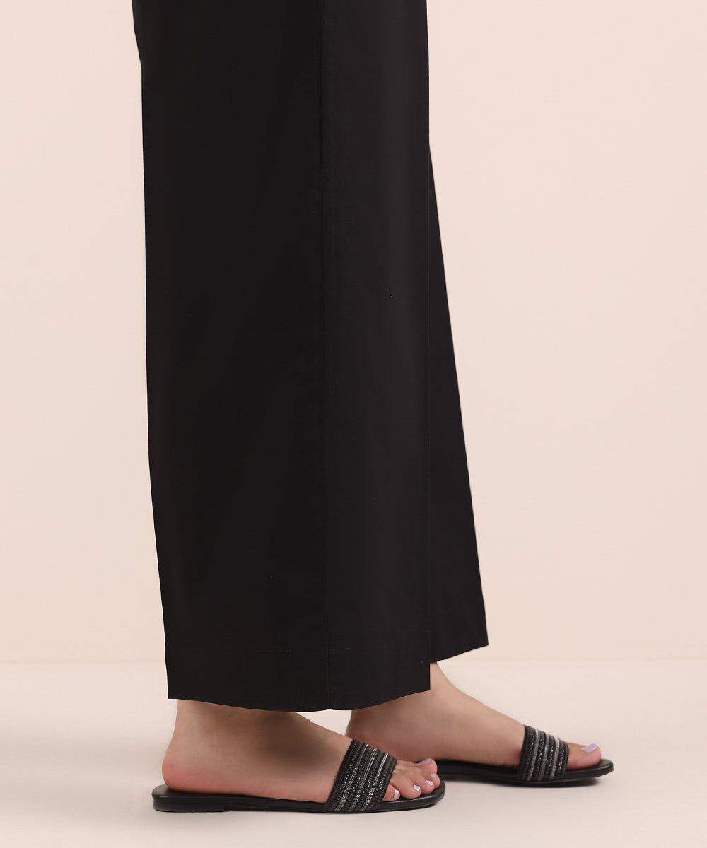 Woman - Black Solid Cambric Culottes