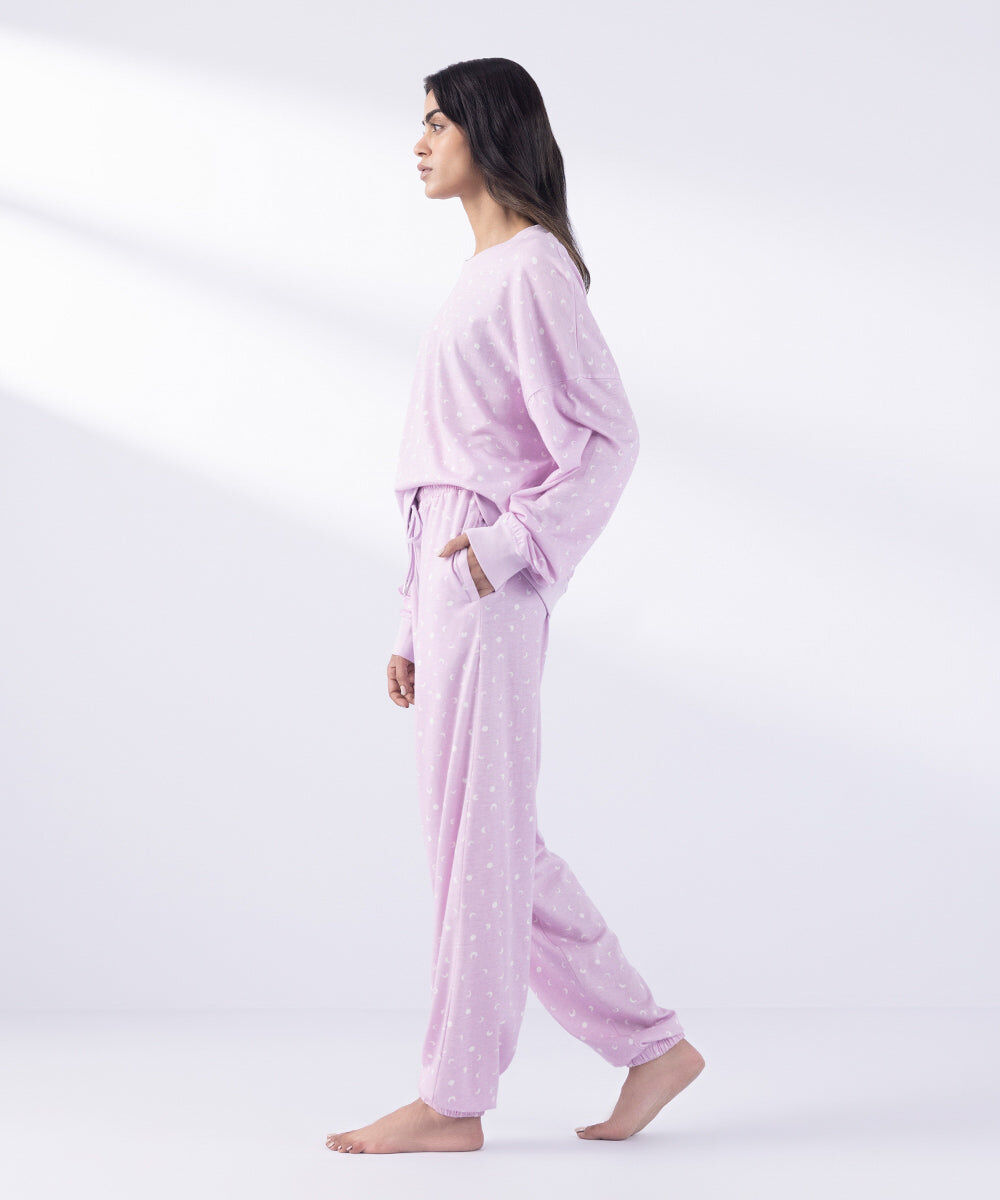 Woman - Light Pink Printed Loose-Fit Jogging Trousers