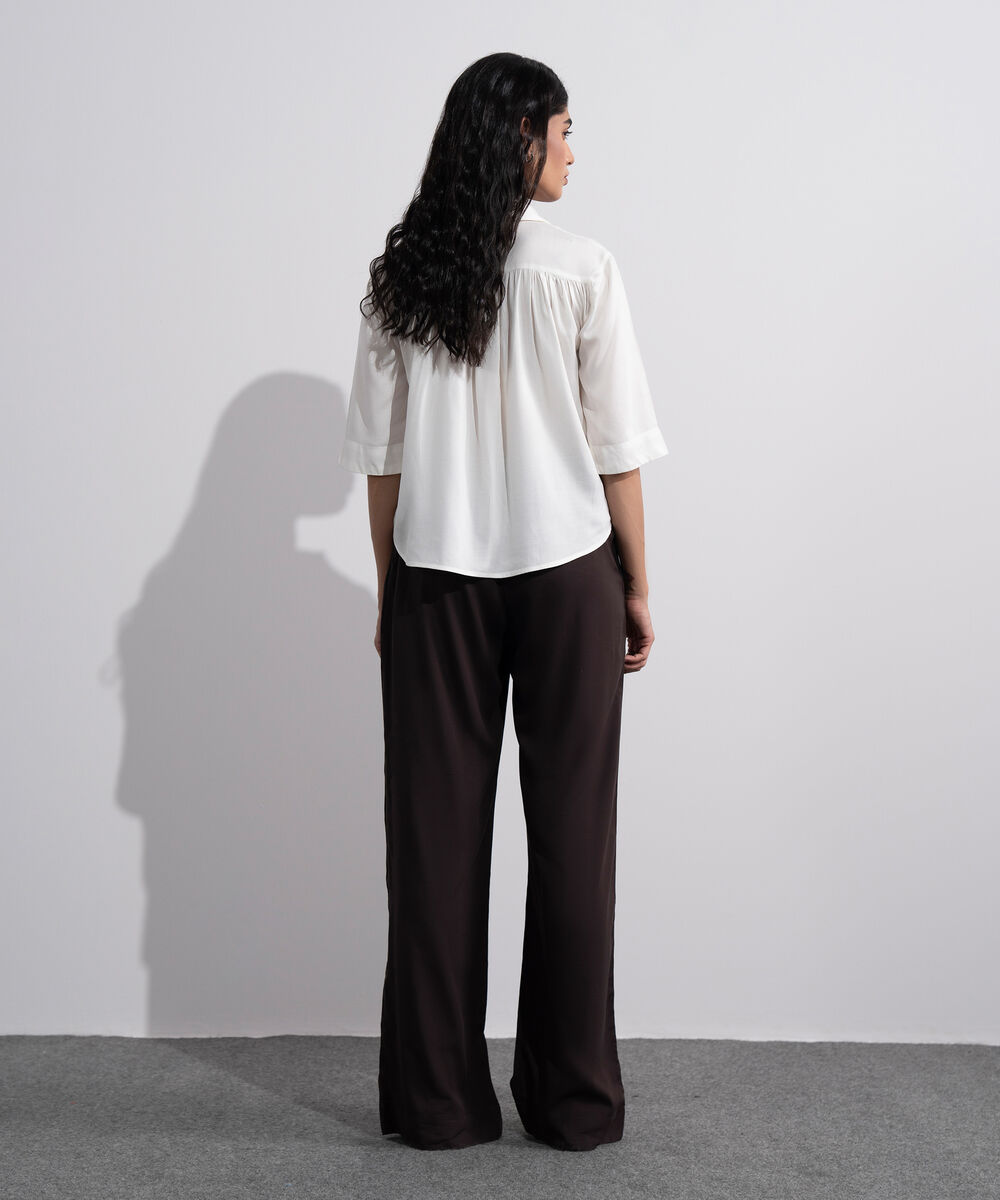 Women's Dark brown Flowy Pleated Pants