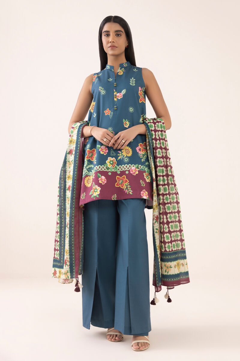 3 Piece - Printed Cotton Suit