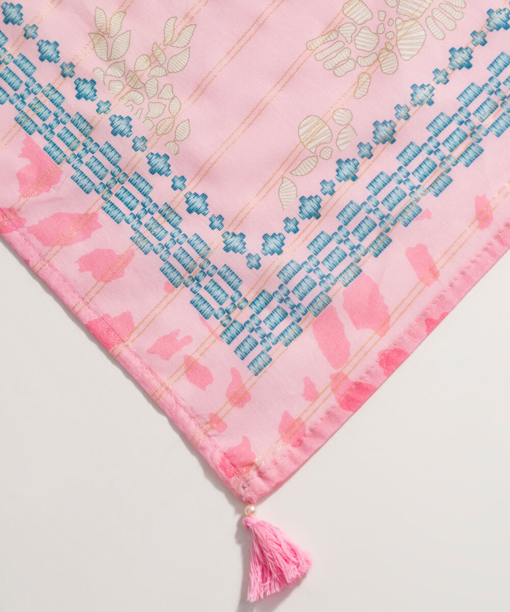 Zari Voile Printed Pink Dupatta