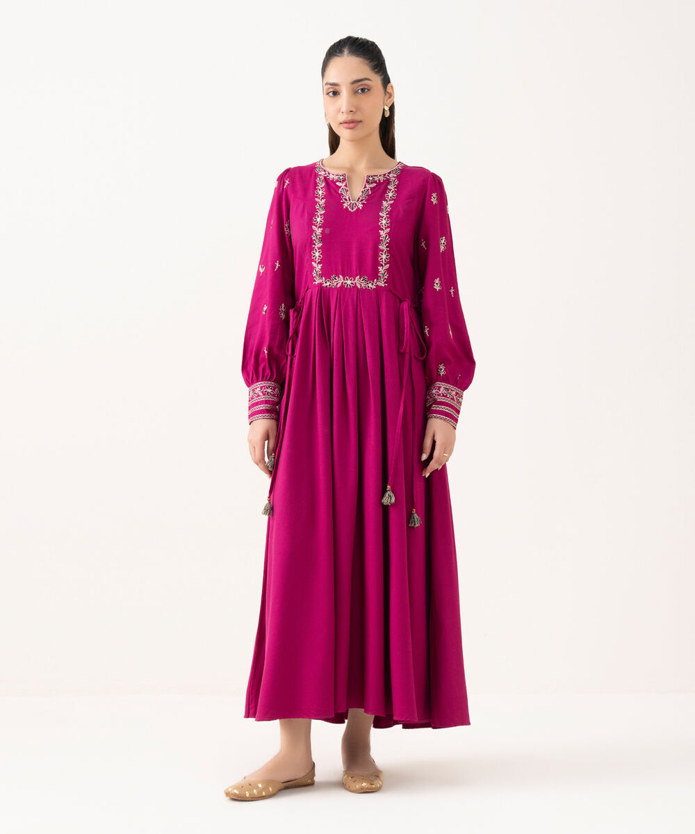 Women's RTW Viscose Marina Pink Dyed Dress