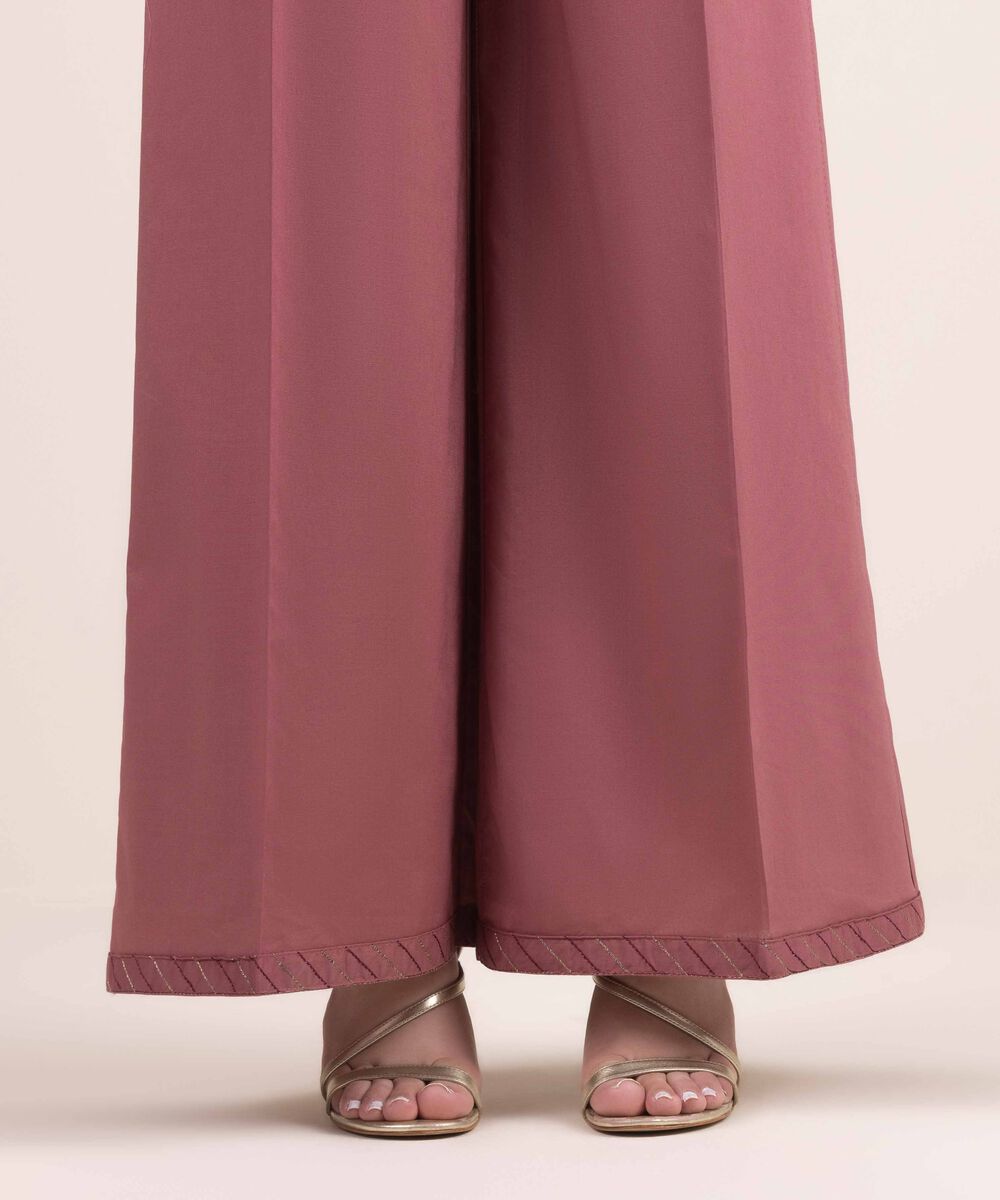 Woman - Pink Solid Cambric Culottes