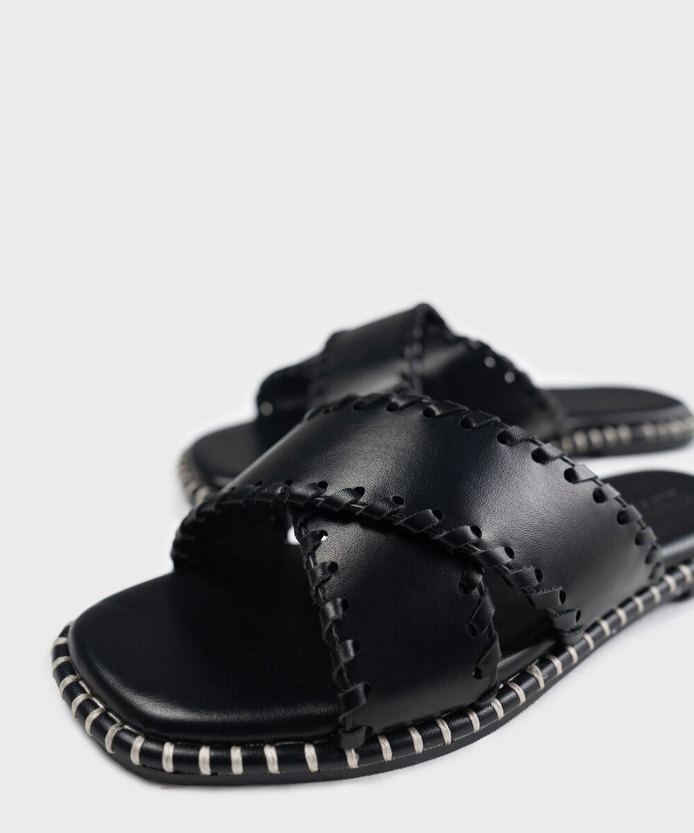 Women's Black Crossover Strap Sandal