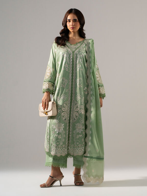 3 Piece - Embroidered Dobby Suit