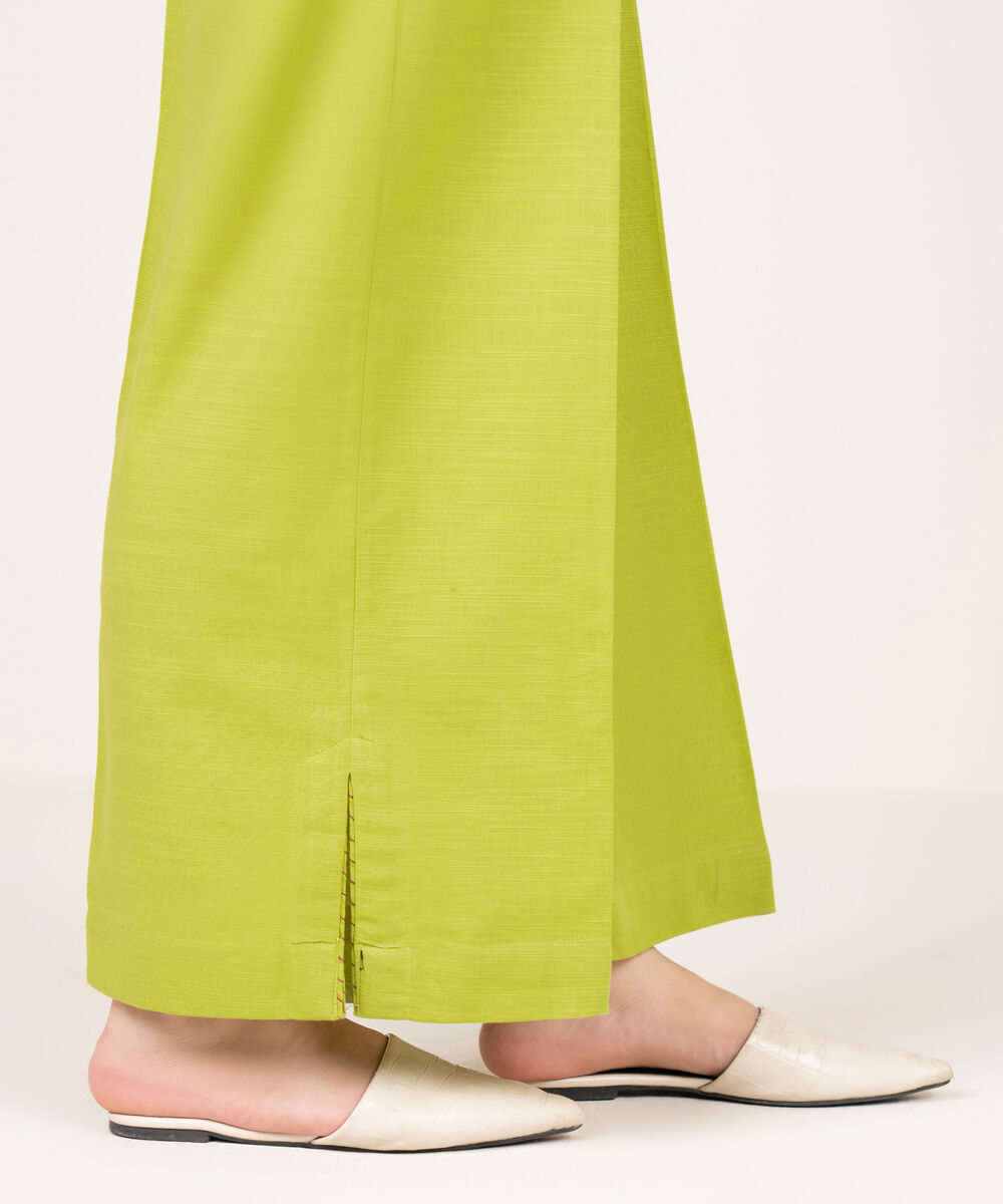 Women's RTW Cotton Solid Lime Green Culottes