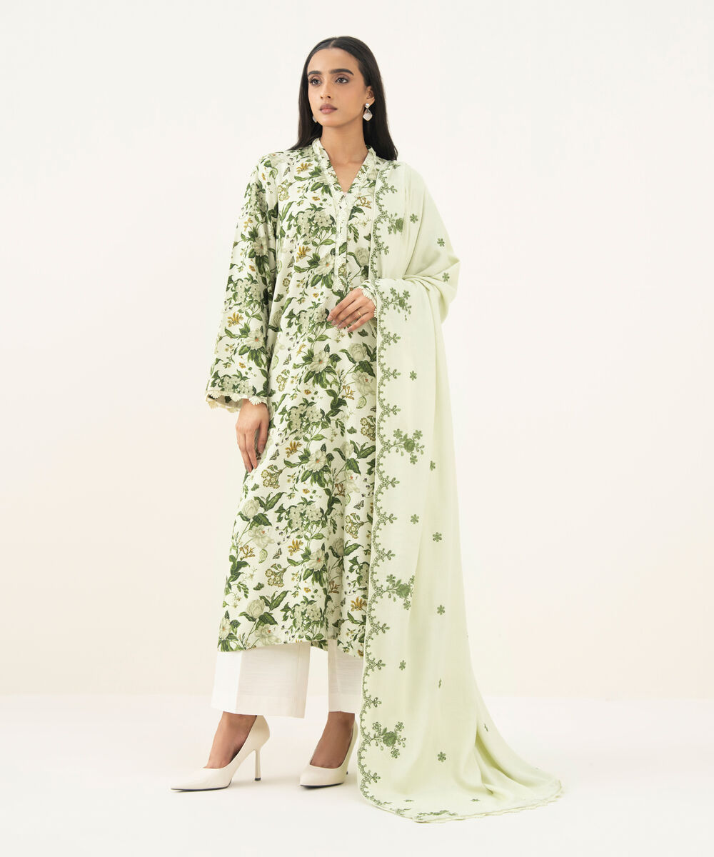 Embroidered Dobby Off White Dupatta