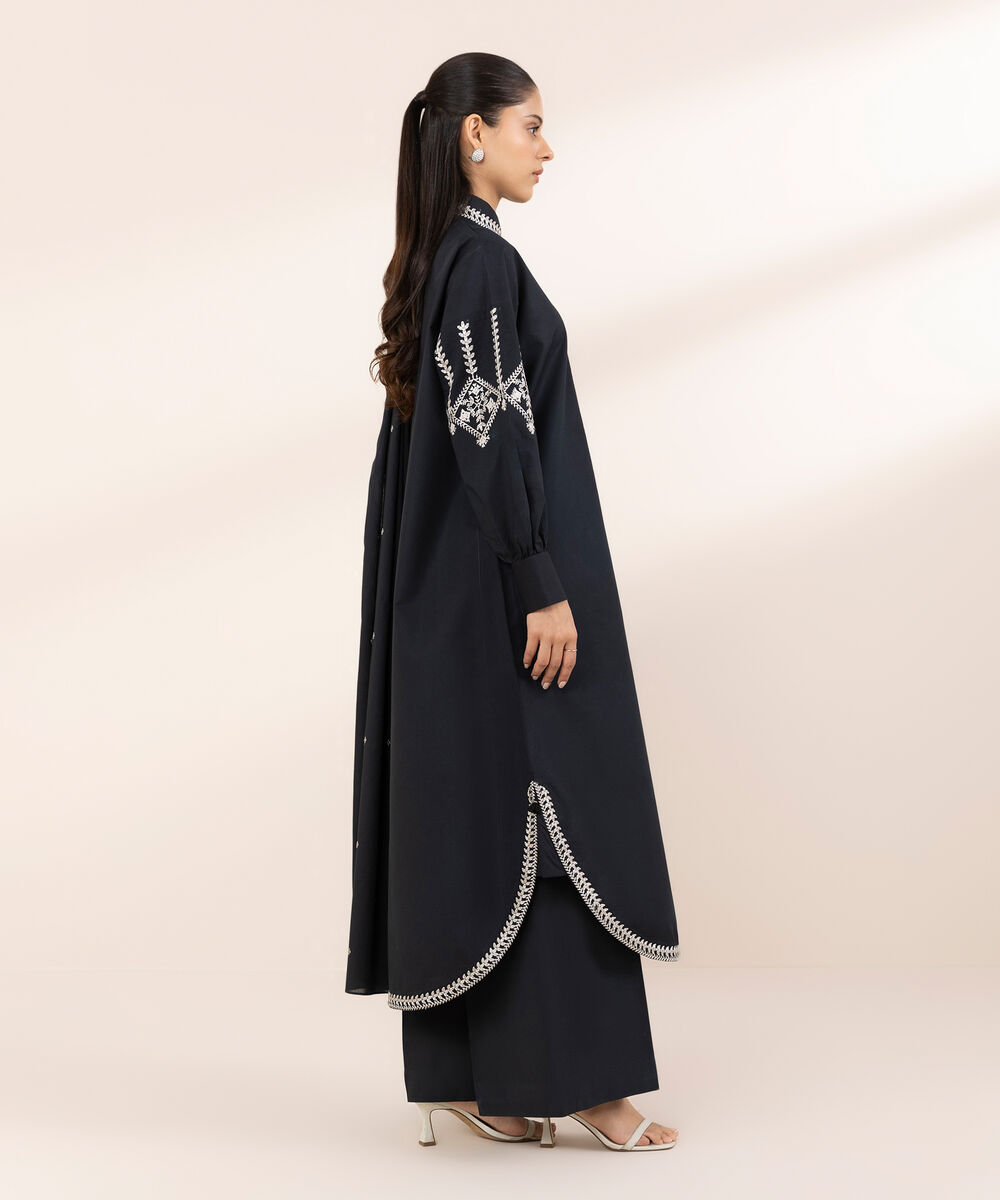 Women's Unstitched Khaddar Black 3 Piece Suit