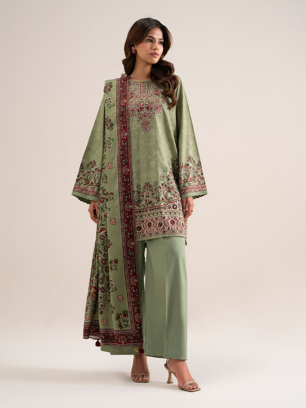 3 Piece - Embroidered Cotton Viscose Suit