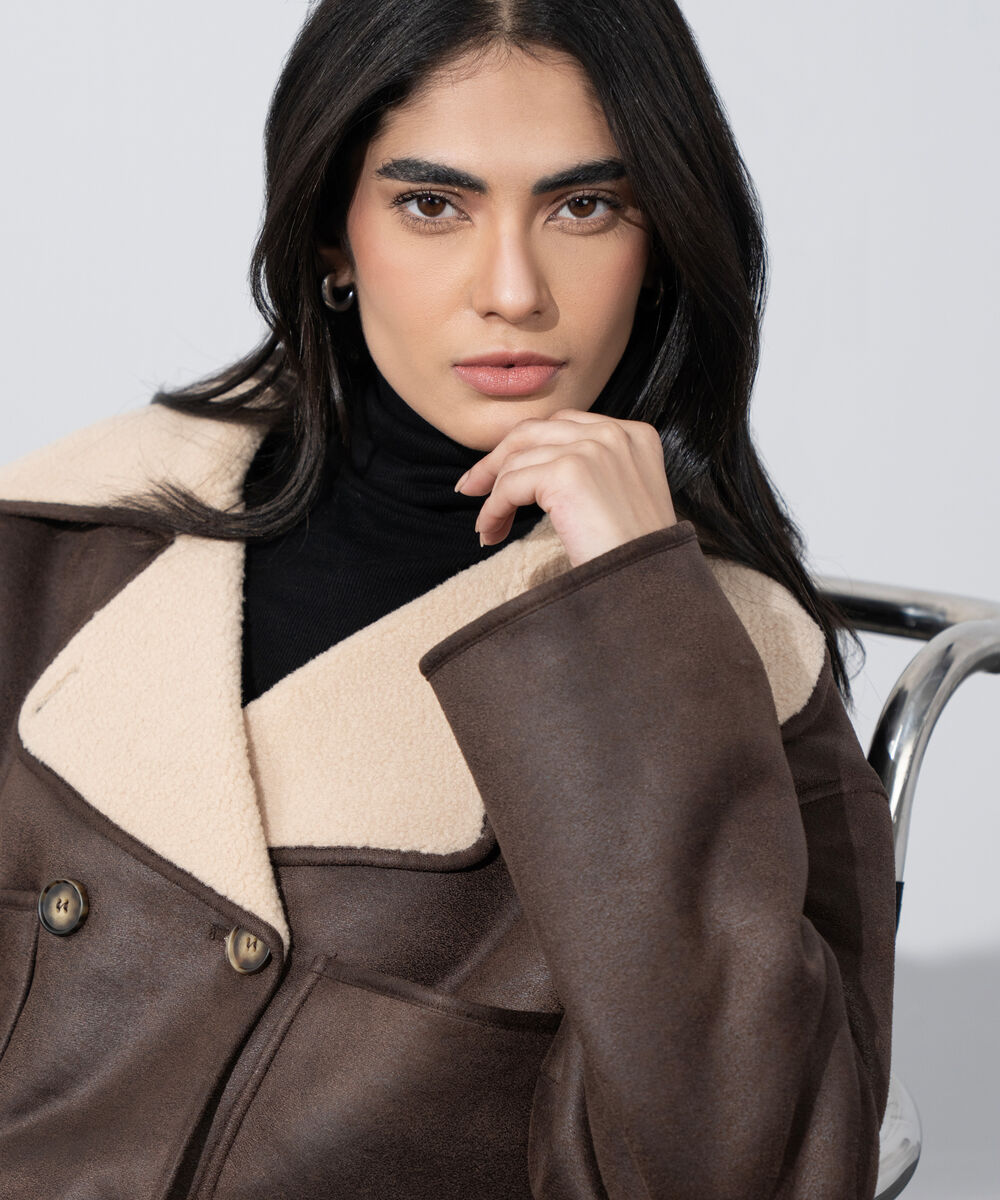 Women's Western Wear Brown Double Faced Short Jacket