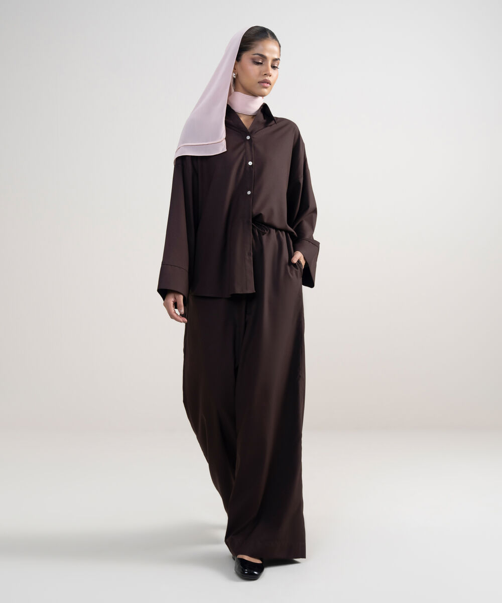 Women's Chocolate Brown Wide-Leg Pants