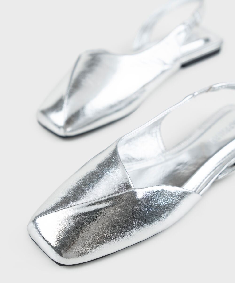 Women's Silver Slingback Flats